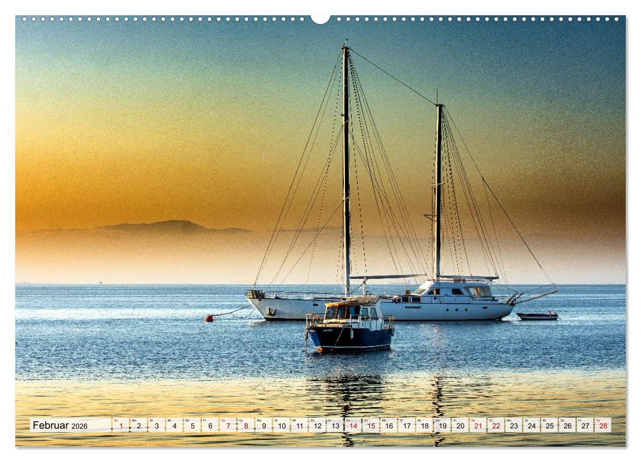 Segeln - mit dem Wind (hochwertiger Premium Wandkalender 2026 DIN A2 quer), Kunstdruck in Hochglanz: Stimmungsvolle Bilder von Segeltörns rund um die Welt (CALVENDO Sport)