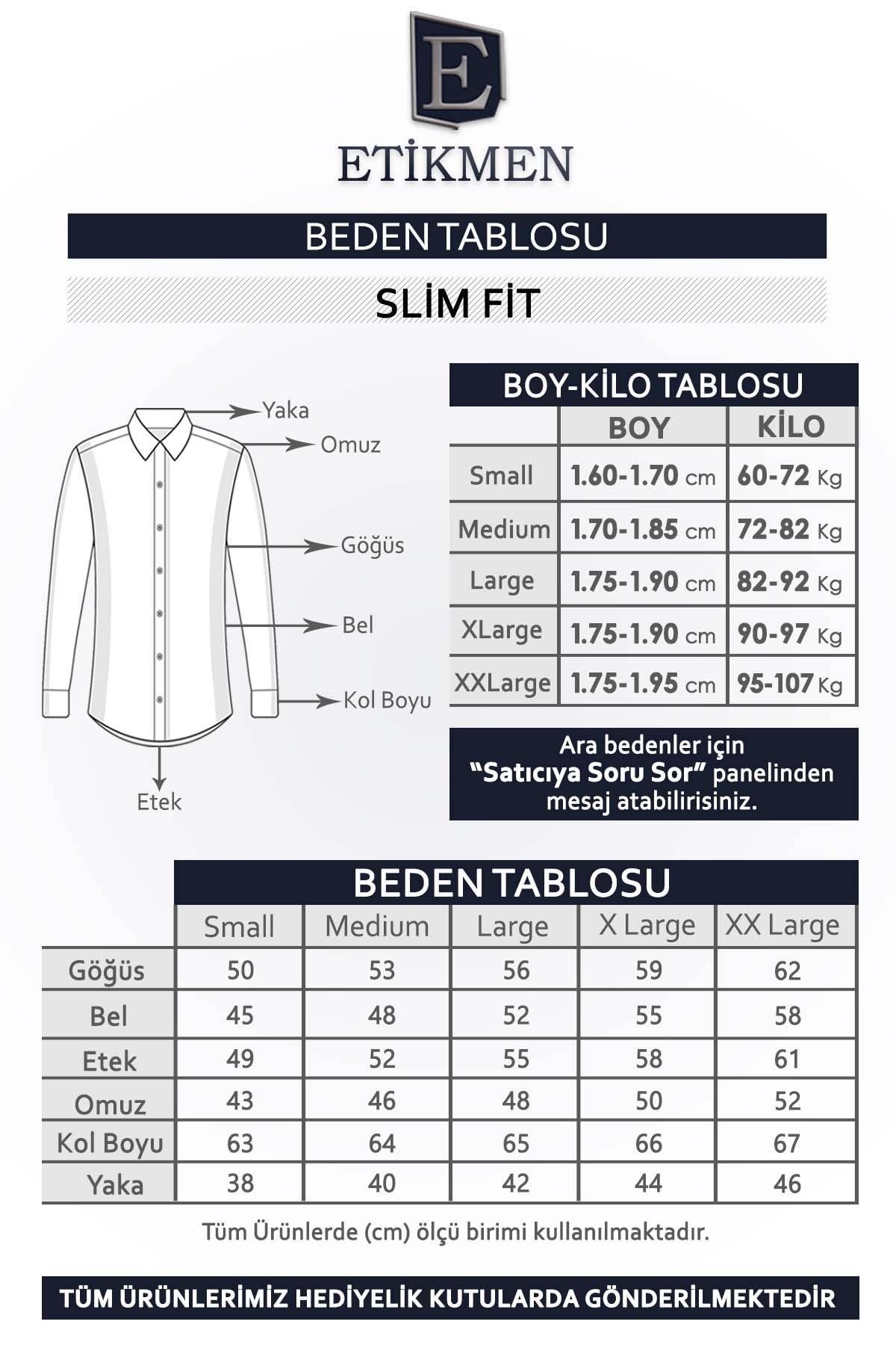 Etikmen Mavi Gri Kareli Slimfit Oduncu Hediye Kutulu Erkek Gömlek XL