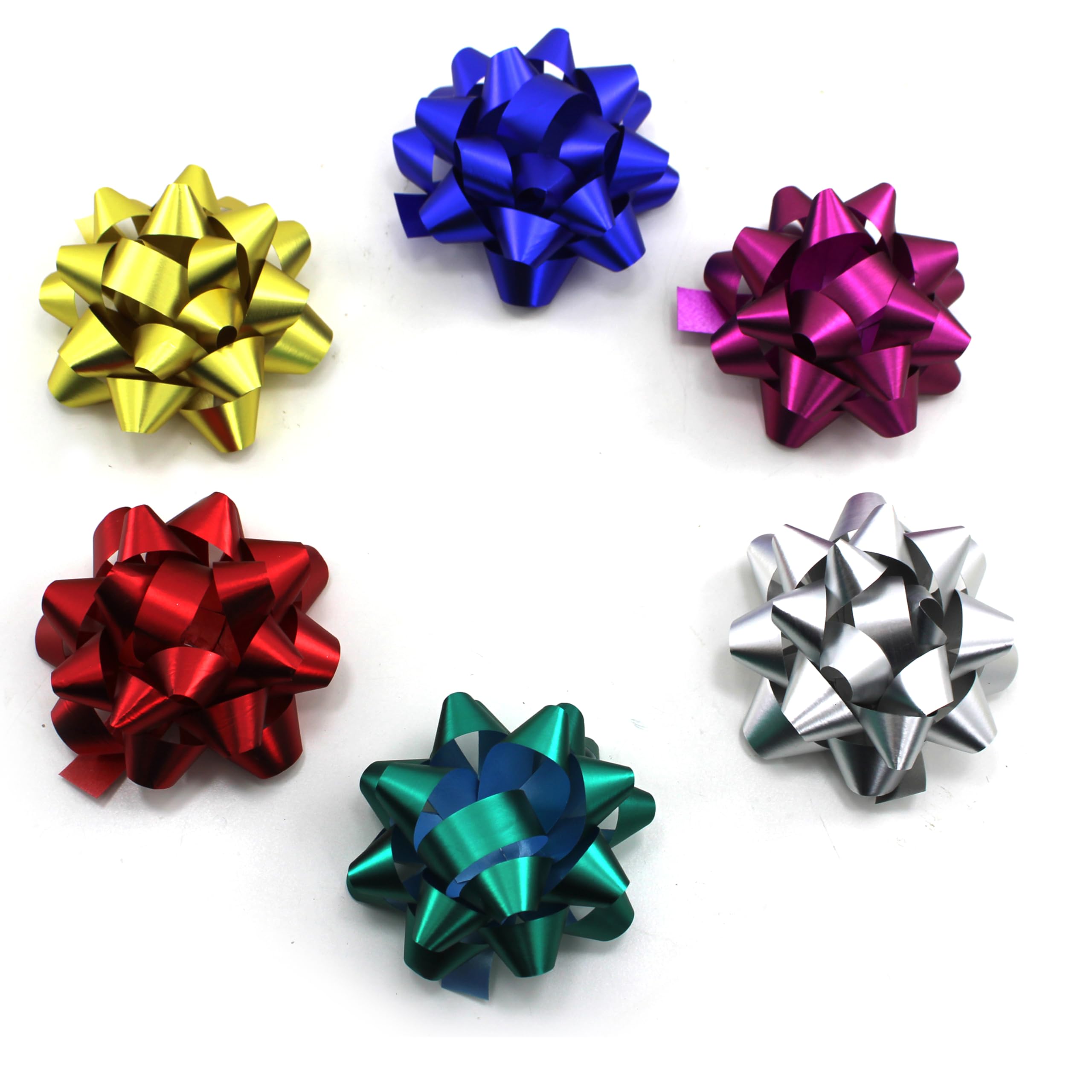 Metallic Flower Bow 2.5 40PCS/Box Mix of Vibrant Colors Shiny Decorative Bows for Hair Crafts DIY Projects Scrapbooking and Party Decor Perfect for Weddings Gifts and Special Occasions