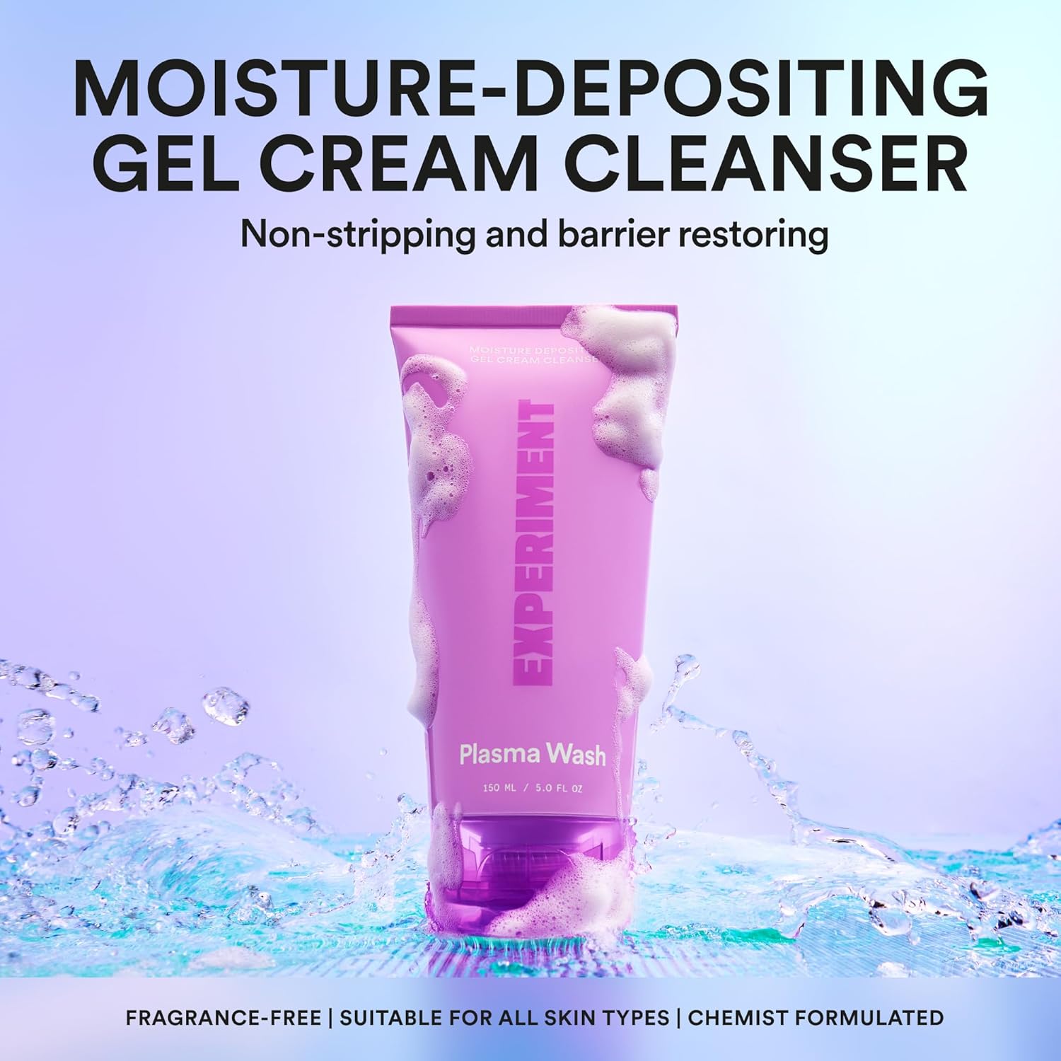 Experiment Plasma Wash Moisture Depositing Gel Cream Cleanser - Hydrating, Barrier Restoring, & Non-Stripping Face Wash w/Glycerin & Jojoba Oil, 5.0 FL OZ - Gentle Facial Cleanser for All Skin Types - Image 2