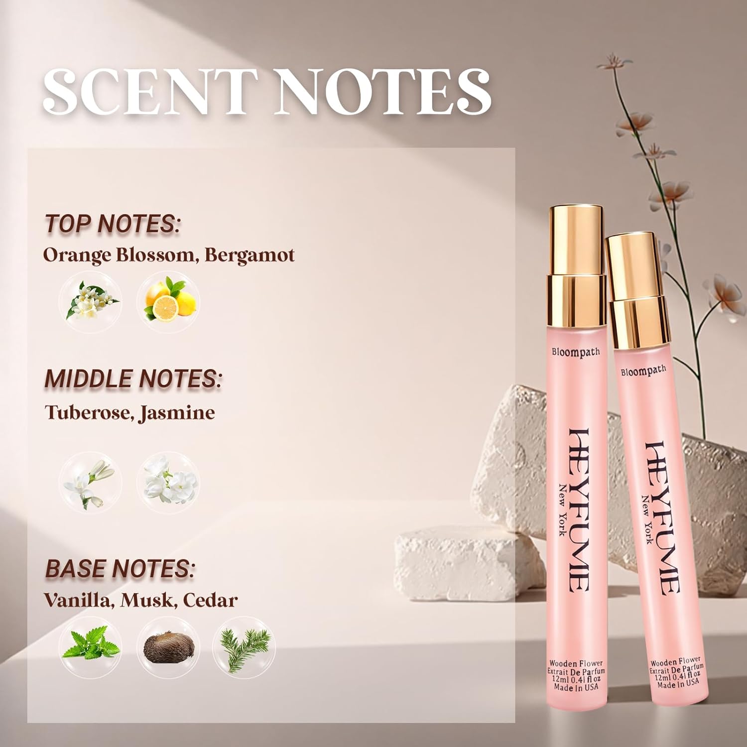 Amber&Floral Perfume for Women: Premium Eau de Parfum Lemon & Jasmine Scent Blend - Long Lasting Travel Size Spray 0.41 fl oz - Image 3