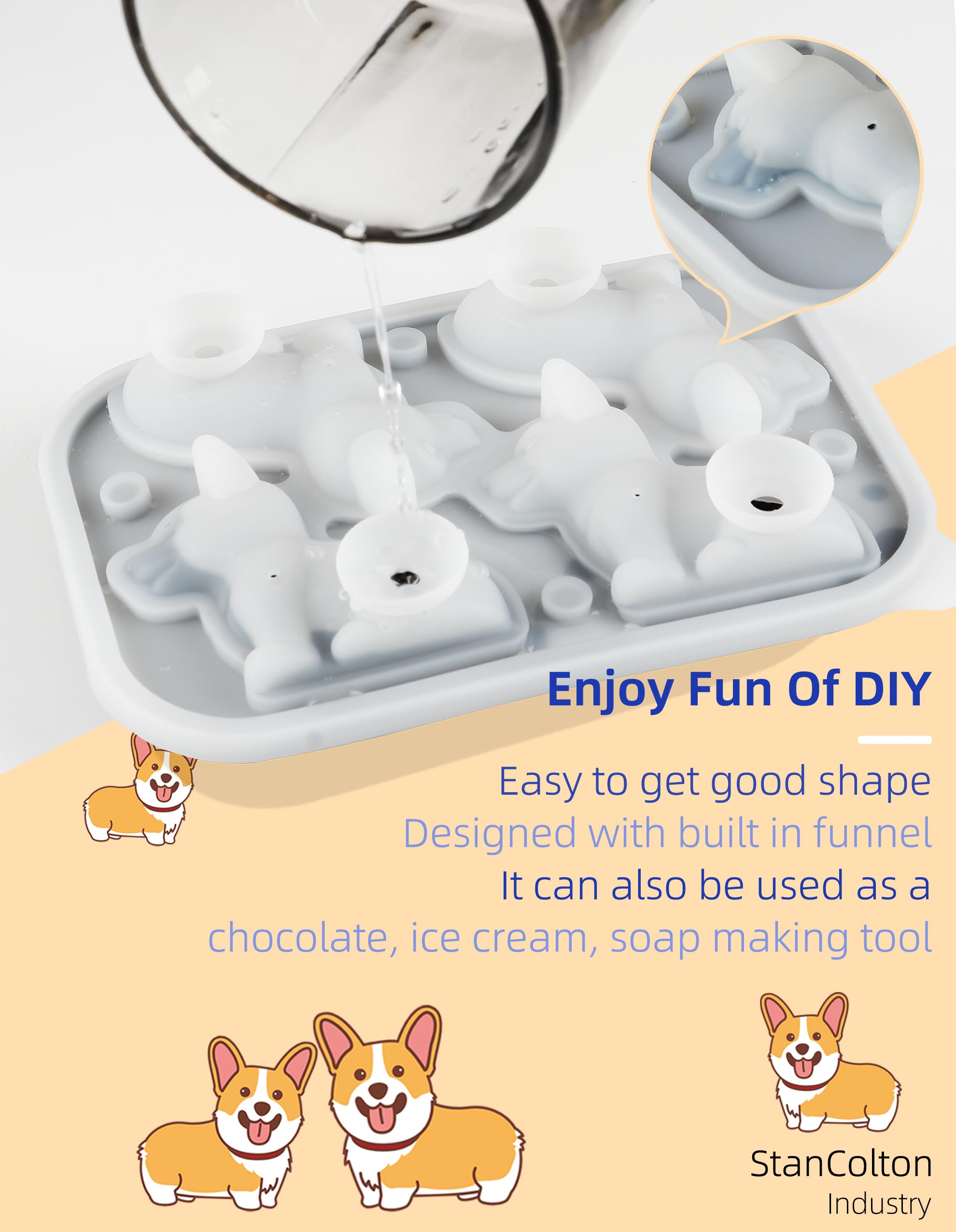 Amazon | 3Dコーギー犬用アイスキューブトレイ、BPAフリー