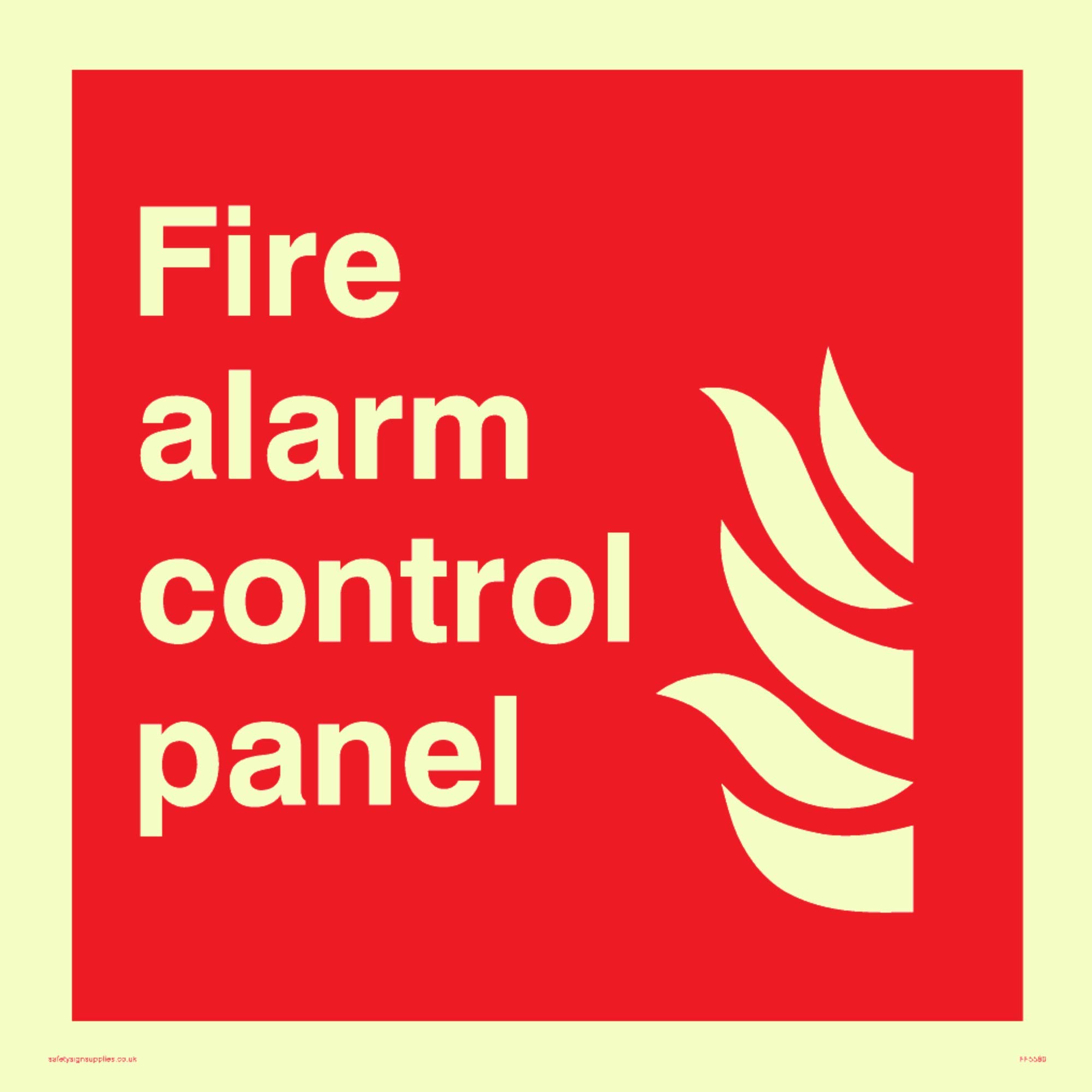 Viking Signs FF5580-S85-PV "Fire Alarm Control Panel" Square Sign, Photo luminescent Vinyl Sticker, 85 mm H x 85 mm W