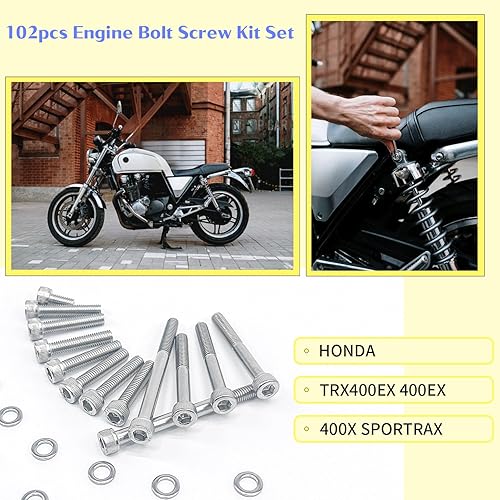 Miniatura 3 de Juego de tornillos de tornillo de motor de 102 piezas para Honda TRX400EX 400EX 400X SPORTRAX, accesorios de repuesto de automóvil compatibles con