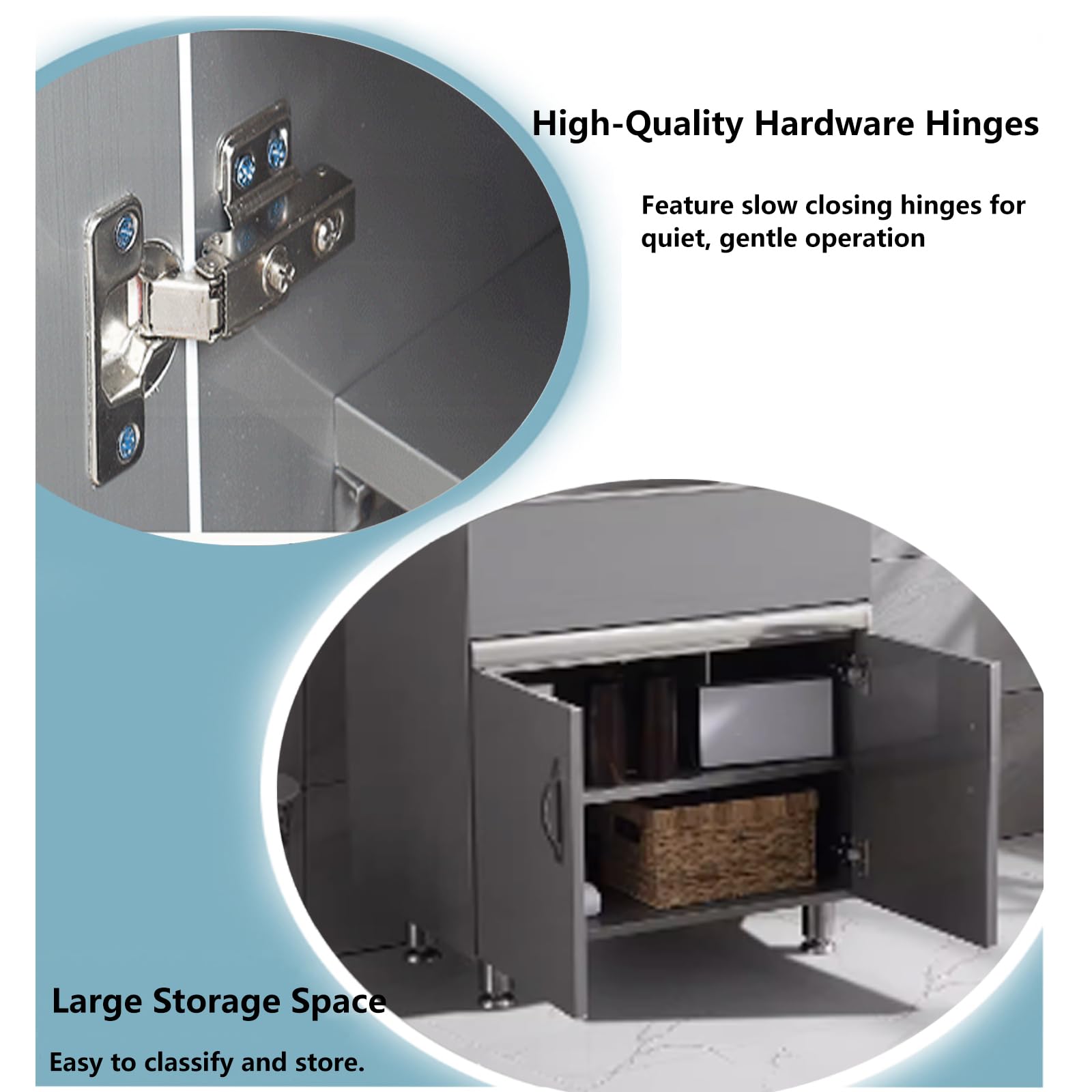 Mobile Lavanderia Con Lavabo, Lavabo Per Lavaggio, Mobiletto sottolavabo con lavabo e Armadio, in acciaio INOX(70x48cm/27.5x18.8in,with Left Washboard)
