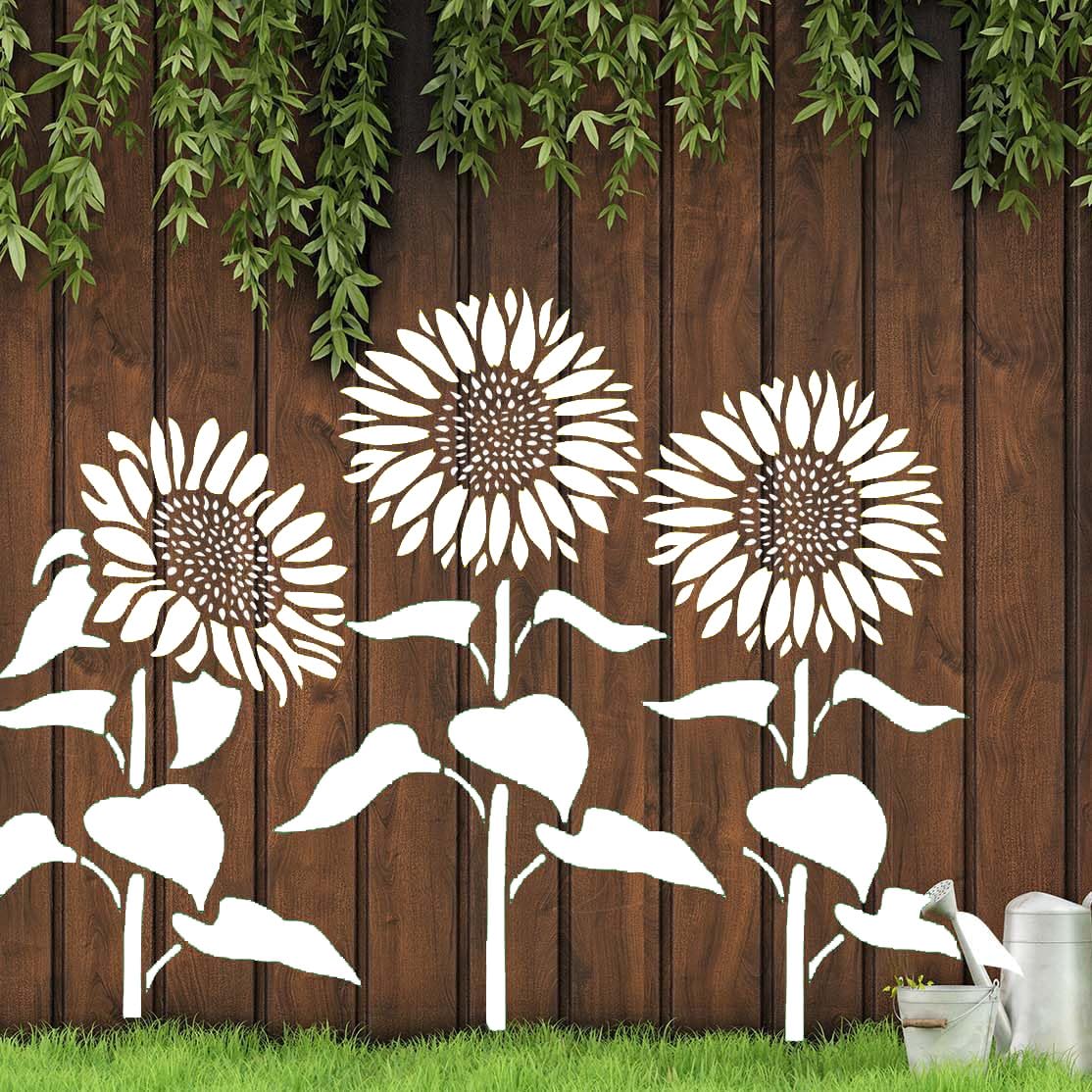 Large Flower Stencils for Wood Fence Sunflower Stencils for Painting Floral Stencil Templates for Walls Furniture Fabrics