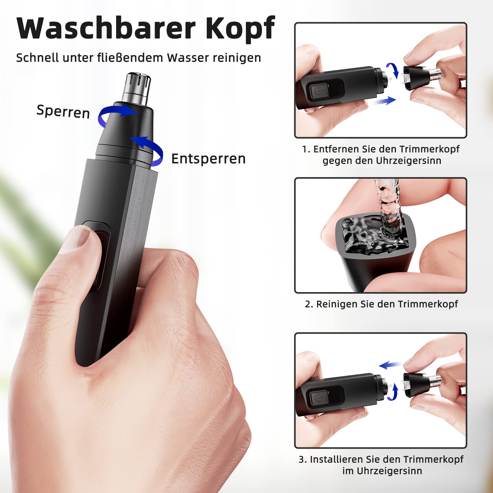 Nasenhaartrimmer, wiederaufladbare Augenbrauen Haarentferner Elektrischer Rasierer für Frauen
