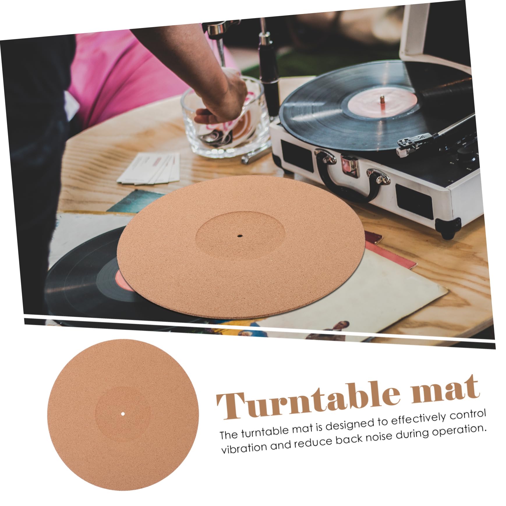 Holibanna Cork Turntable Mat Static Vinyl Recorder Slipmat for Record Players Turntable Platter Cushion Vibration Control and Noise Reduction Durable and Comfortable Design