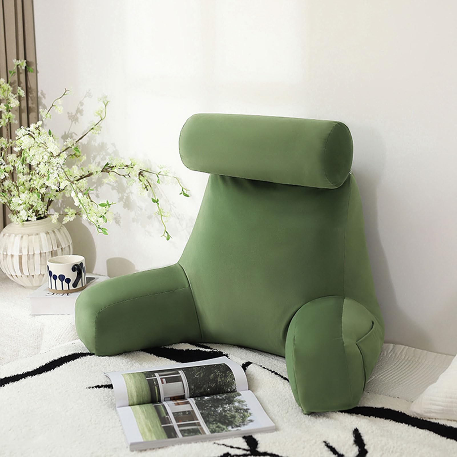 YKMYXZ support pillow， Back Rest Lumbar SupportSeat CushionChair Cushion,For,Ergonomic Design TV(Bamboo Green,75x40x40cm)