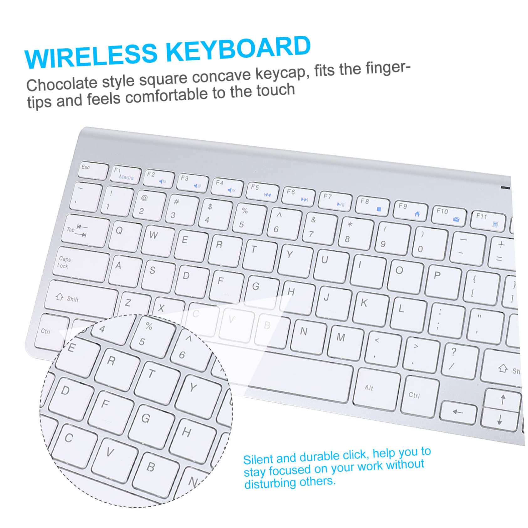 NUOBESTY Tastiera Wireless e Mouse Combo Portatile Tastiera Mouse Wireless Ultrapiatta Per Notebook Desktop Smart Tv