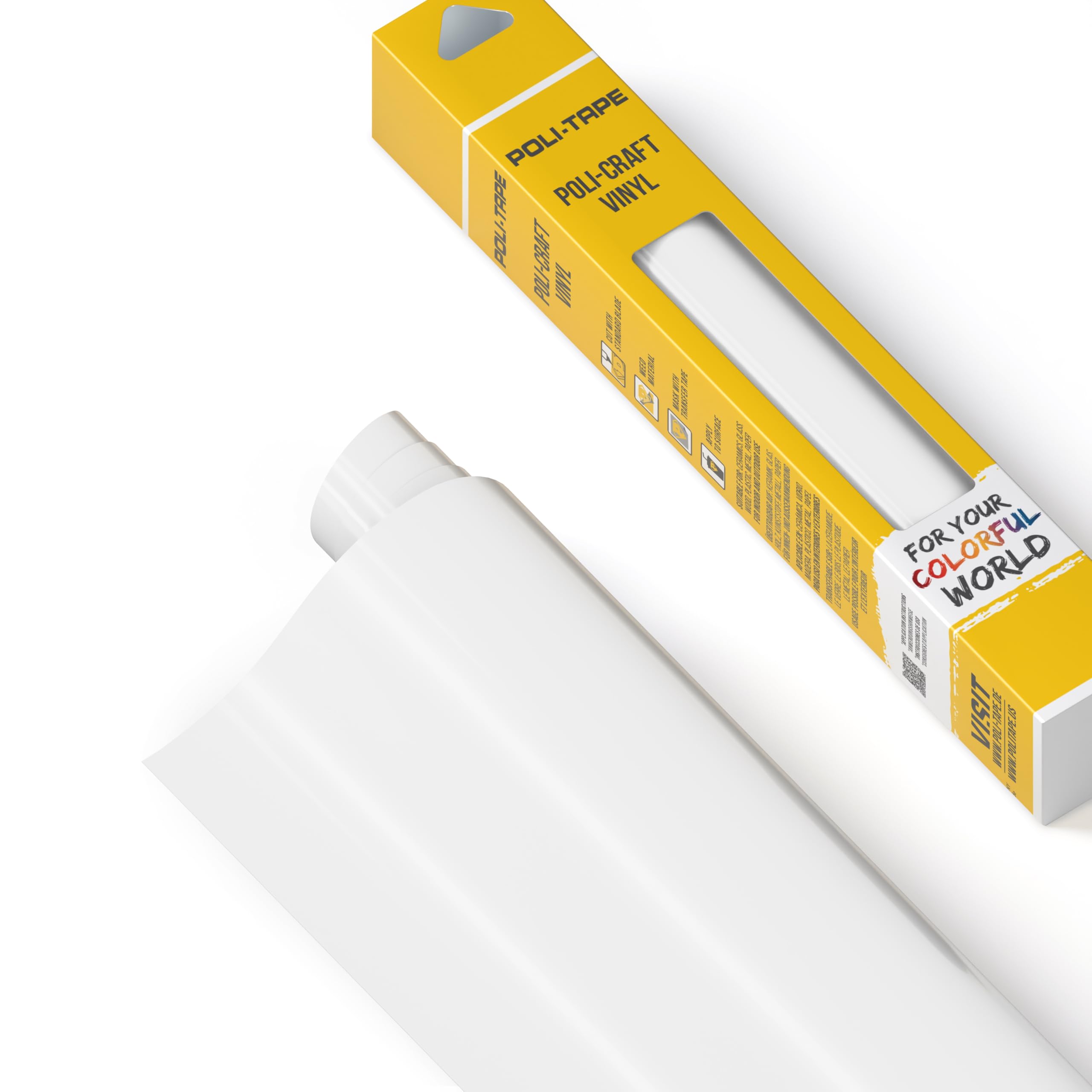 POLI-CRAFT Vinyl Klebefolie (PERMANENT) - selbstklebende Plotterfolie für DIY-Projekte, Weiß glänzend, 30,5 cm x 183 cm