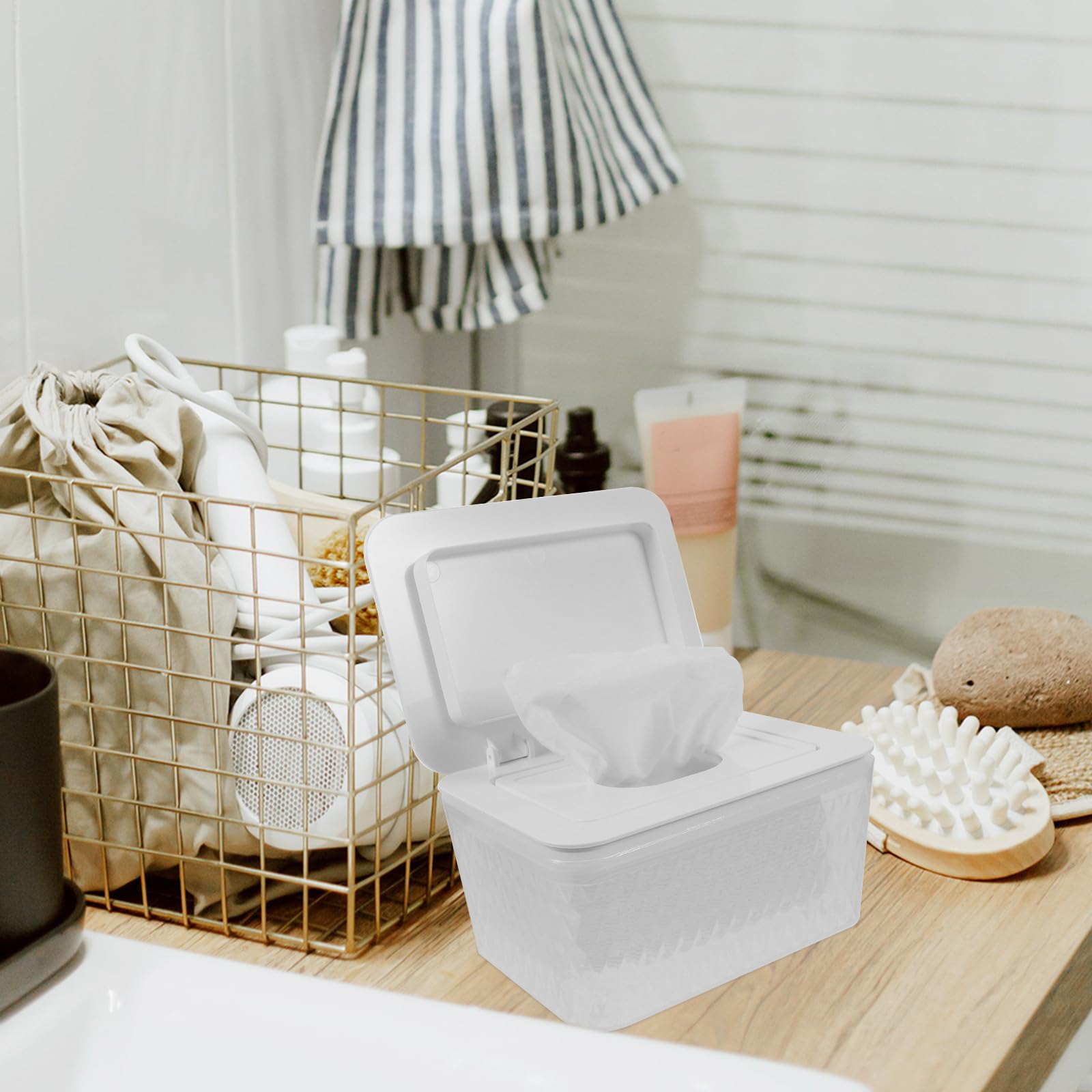 Caja Dispensadora de Toallitas Húmedas con Tapa de Cristal, Contenedor Reutilizable para Baño y Hogar, Estuche Compacto para Toallitas y Pañuelos, Accesorio Práctico para Limpieza