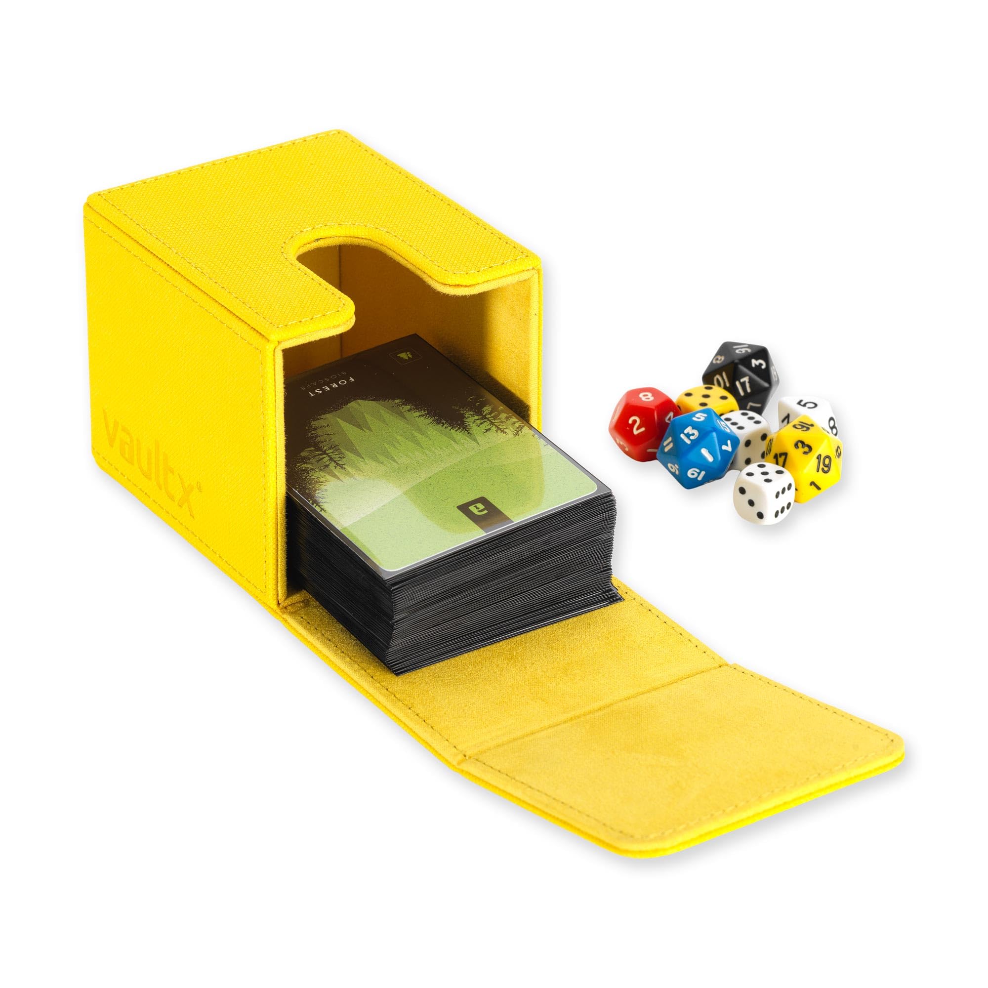 Vault X Toploading Caja para cartas coleccionables, 80+ cartas, material Exo-Tec de primera calidad, caja de almacenamiento, tapa magnética, MTG Commander, TCG (Amarillo) — view 4