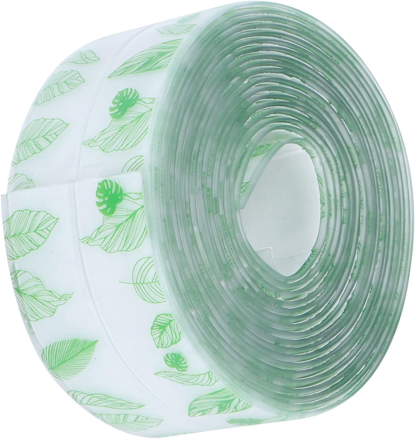Bath Kitchen Caulk Tape Sealant Strip, Wall Sealing Tape, Waterproof Self Adhesive Sticker Caulk Strip for Bathroom Kitchen 3.2m(Green Leaves)