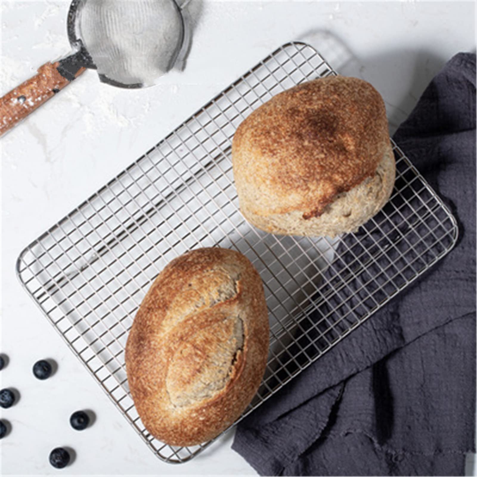Plateau de Refroidissement pour gâteaux Grille de Refroidissement en Acier Inoxydable Gâteau Pain Cookie Grille de Refroidissement (Couleur : Argent, Taille : 21,5 x 30,5 cm)