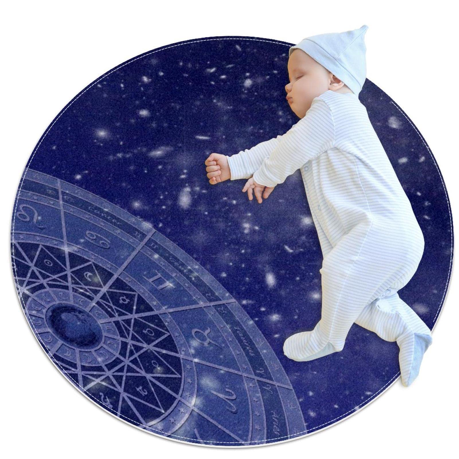 Tapis rond galaxie du zodiaque JDEZ 100x100cm pour salon