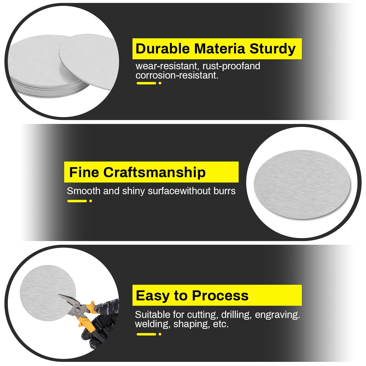 Aluminum Discs - 8" Diameter for Crafts & Metal Stamping -3 Aluminum Discs - 8" Diameter for Crafts & Metal Stamping -3