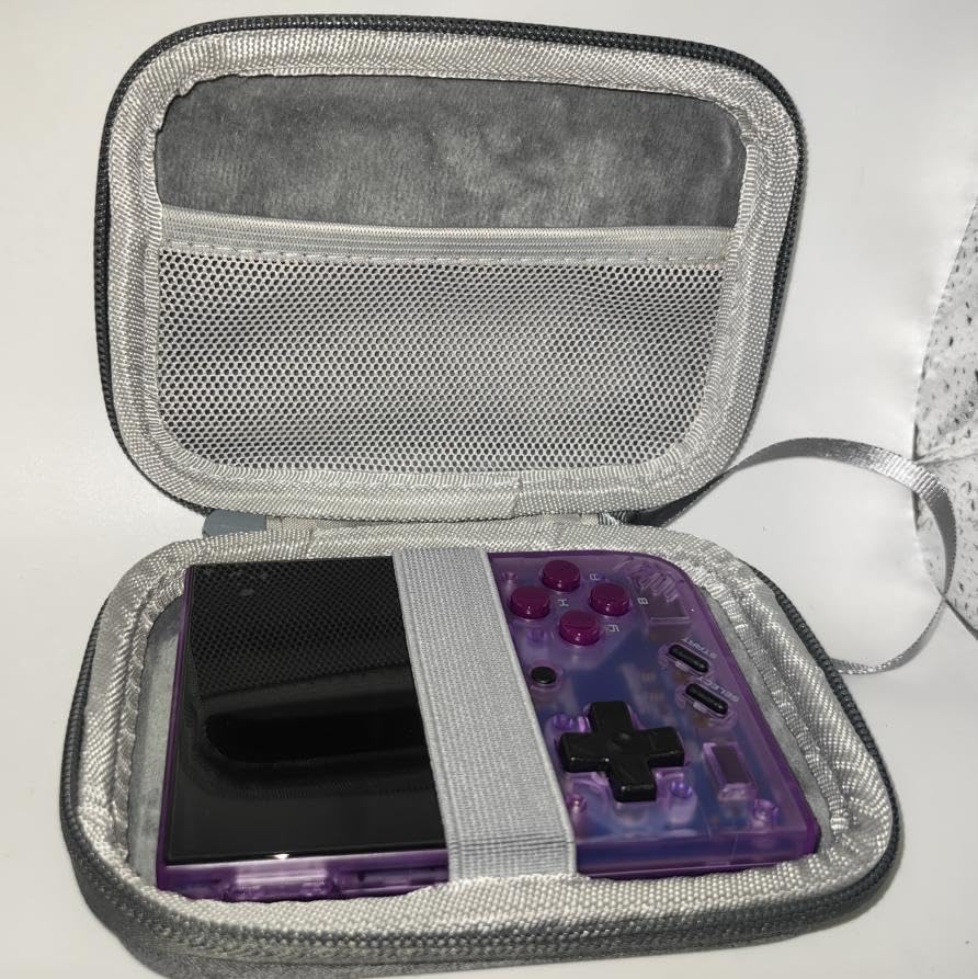 Hard Carrying Case for Handheld Game Consoles - Protective Shell and Accessories Storage Bag for Miyoo mini+ / Mini Plus and RG35XX Plus (Grey)