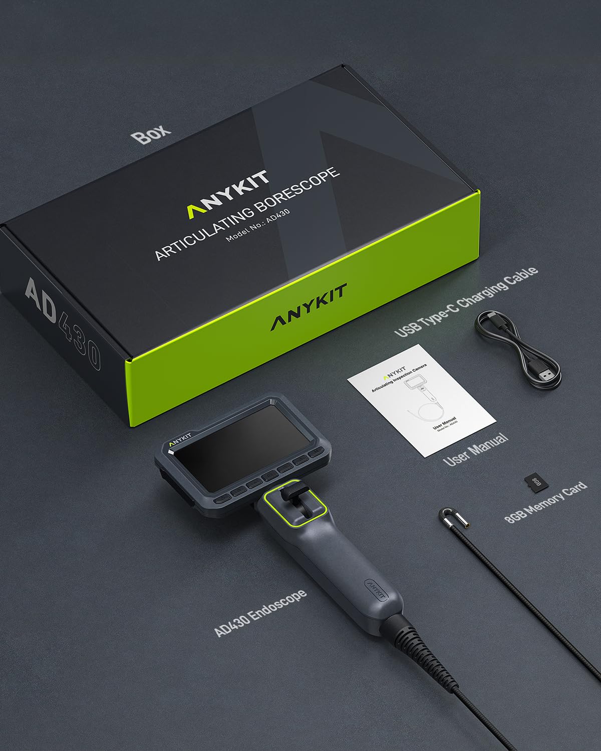 Anykit Articulating Borescope, 210° Two-Way 0.22in Slim Probe Endoscope with High-Brightness LED Lights, 4.3" IPS HD Video Inspection Snake Camera for Automotive Engine Inspect - 4FT - Image 9