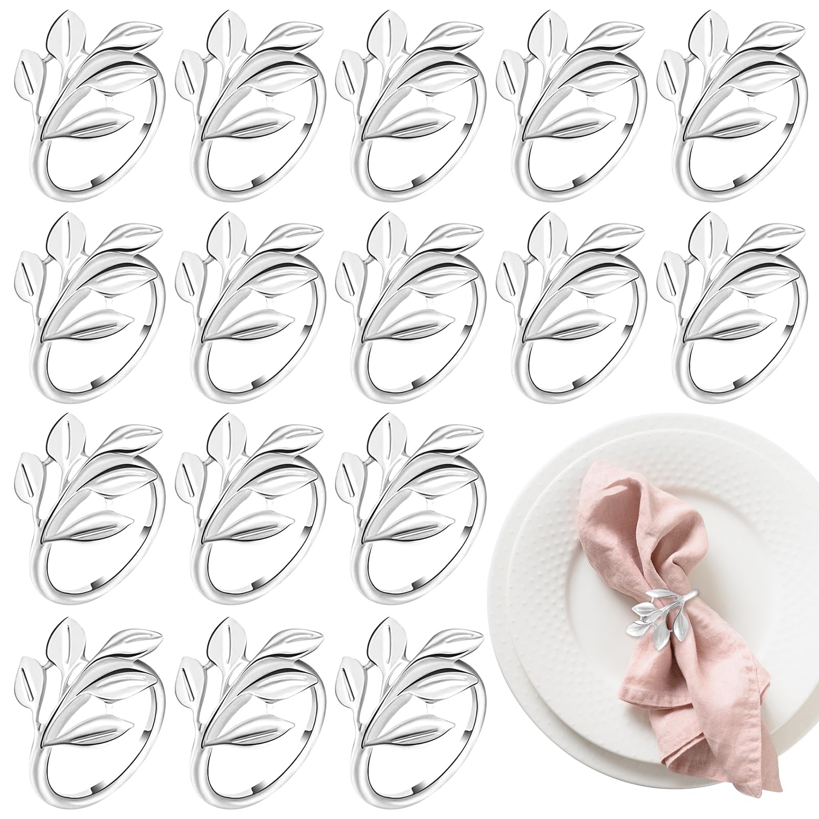 12 Stück Serviettenringe Aus Metall | Silberfarben Mit Strasssteinen | Für Hochzeit, Weihnachten & Festliche Tischdeko