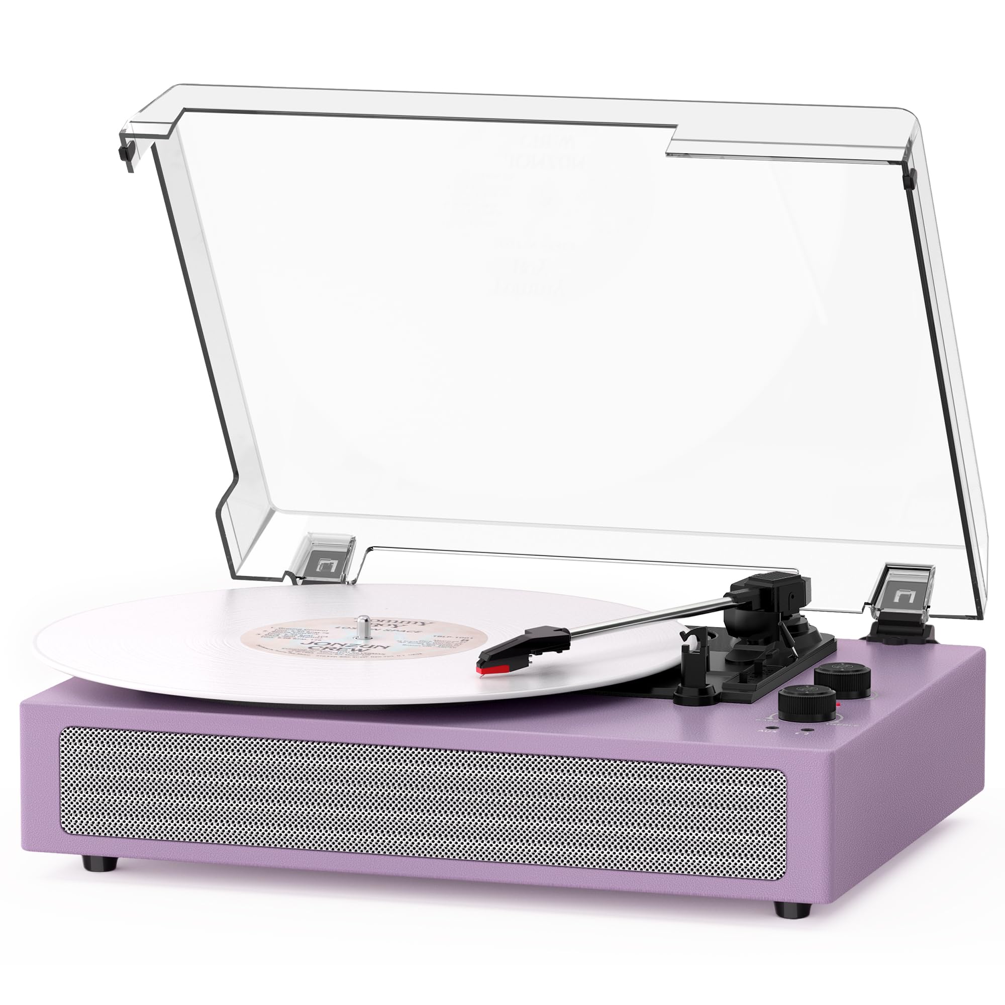 Purple Bluetooth Record Player, 3-Speed Belt Drive Turntable