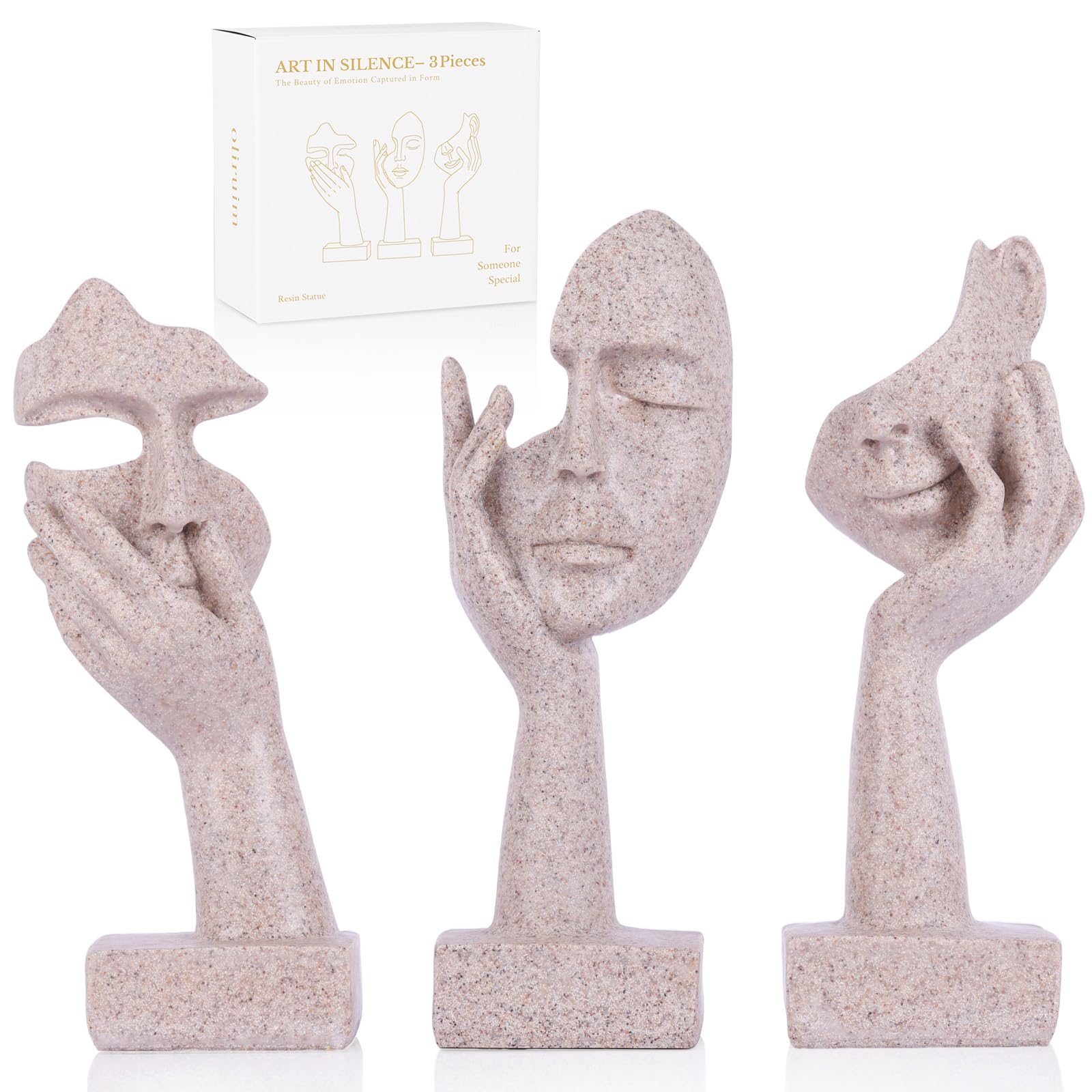 oliruim 3 Stück Denker-Statue, goldene Schwarze abstrakte Kunstskulptur, Moderne Heimdekoration, Schreibtisch-Dekoration, Weihnachten, Neujahrsgeschenk