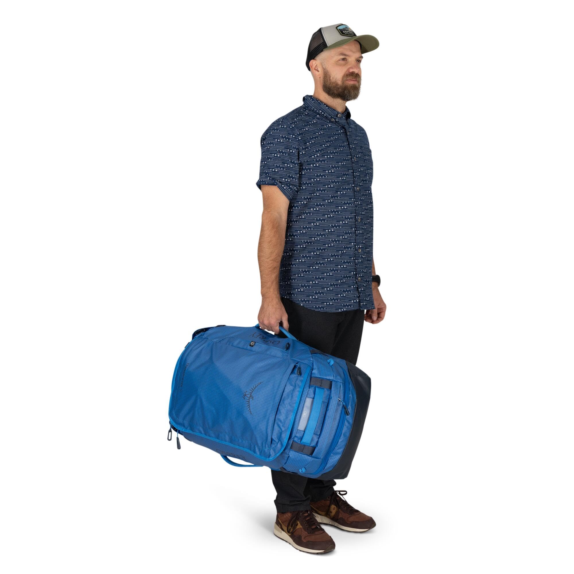Osprey Transporter Squffel - Borsa da viaggio quadrata resistente, con apertura da 70 l, foglia di pino