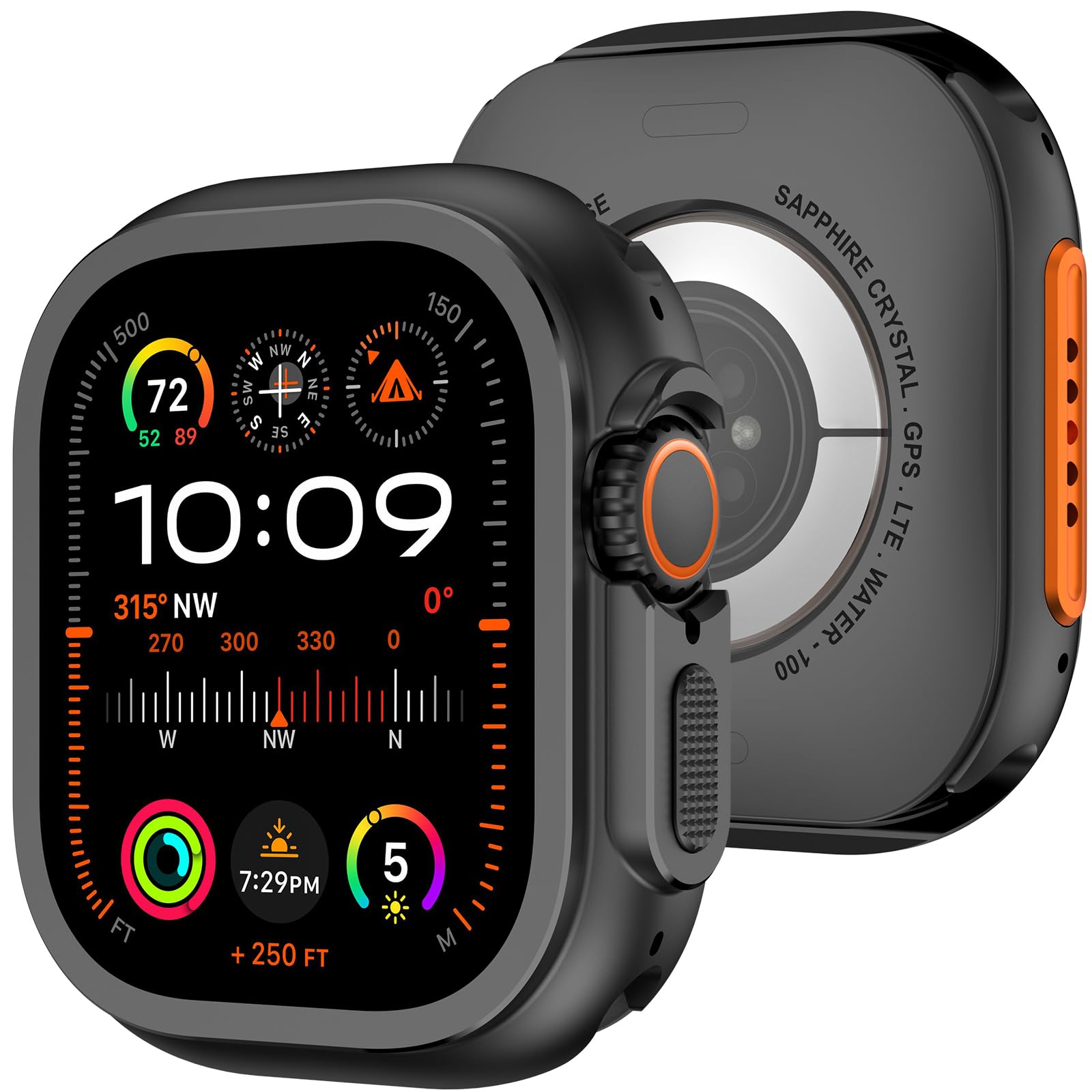 Amizee 2 in 1 Metal Case Compatible with Apple Watch Ultra 3/2/1 49mm with Back Cover, Rugged Shockproof Protective Bumper Cover for iWatch 49mm,