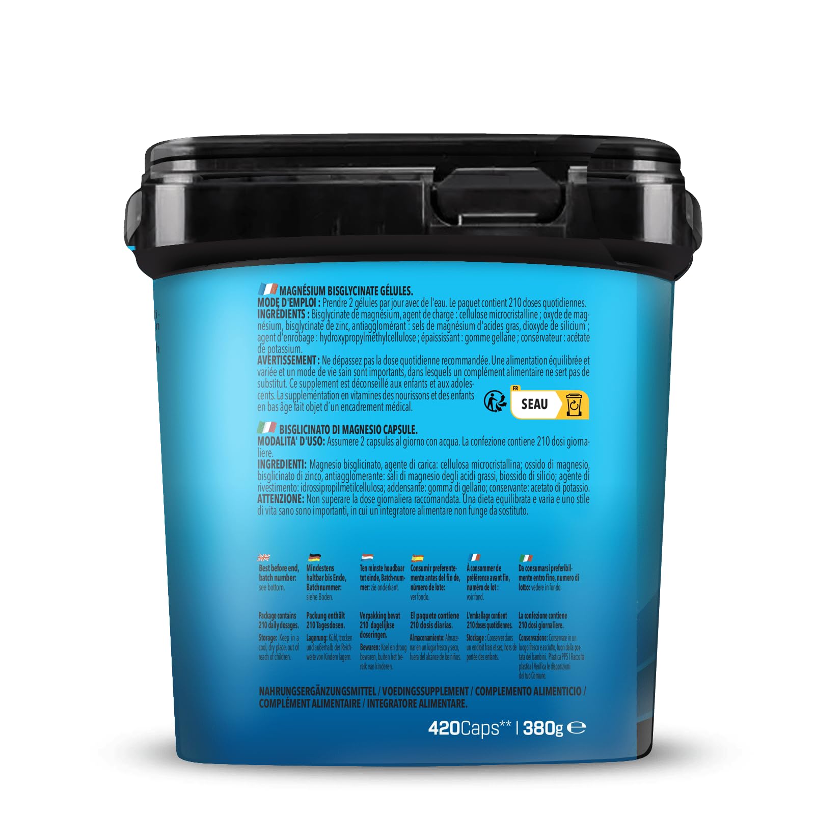 Bodylab24 BIG PACK Magnesium Bisglycinate 420 Kapseln, hochdosiertes Magnesium mit 300mg je Tagesdosis, Magnesiumbisglycinat-Komplex mit hoher Bioverfügbarkeit, ideal für Sportler