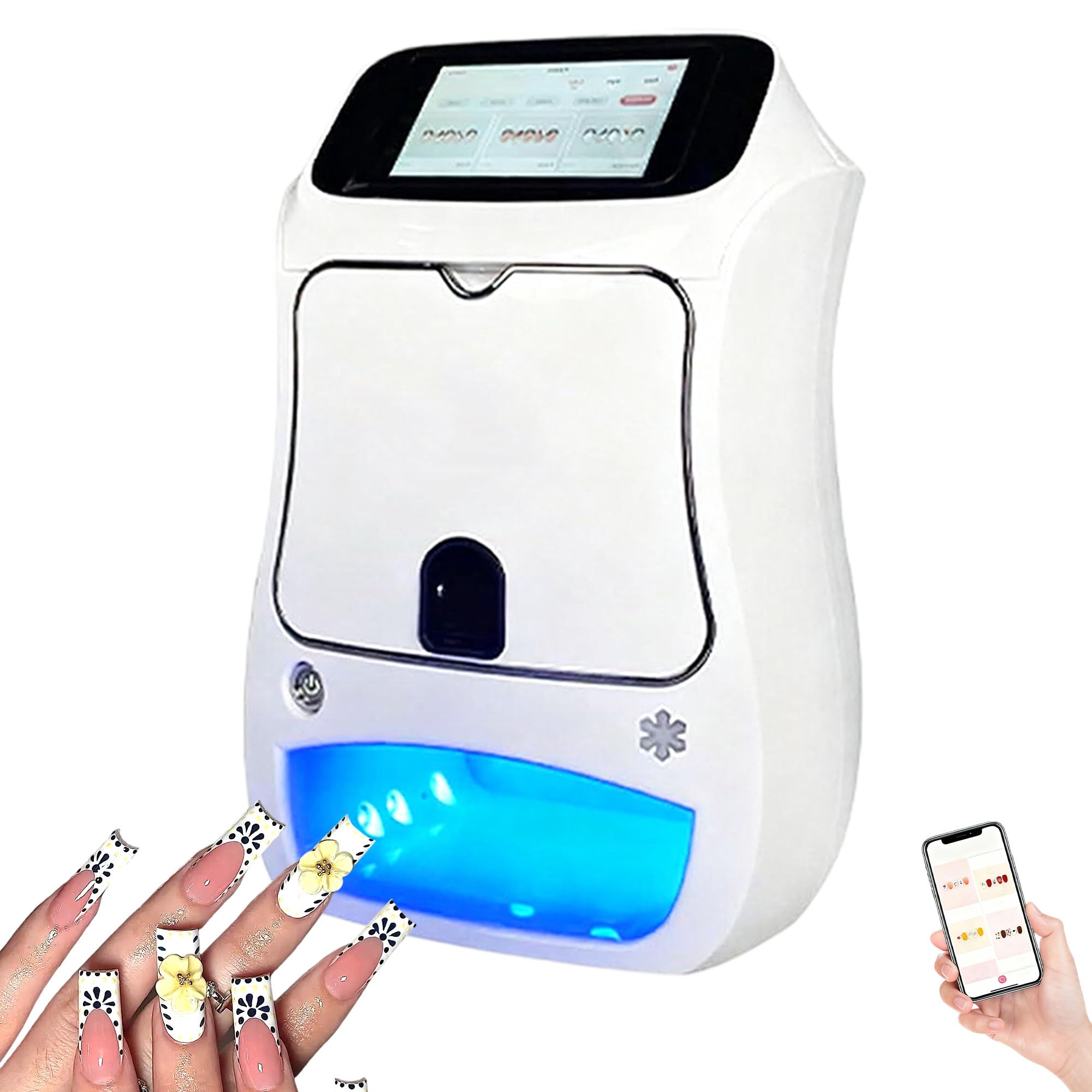 Stampante per Unghie Gel, Macchina Nail Art Fai da Te, Disegno rapido 10s, Stampante per Unghie con App e Bluetooth, Stampante per Unghie Professionale, per DIY,Studi per Unghie White