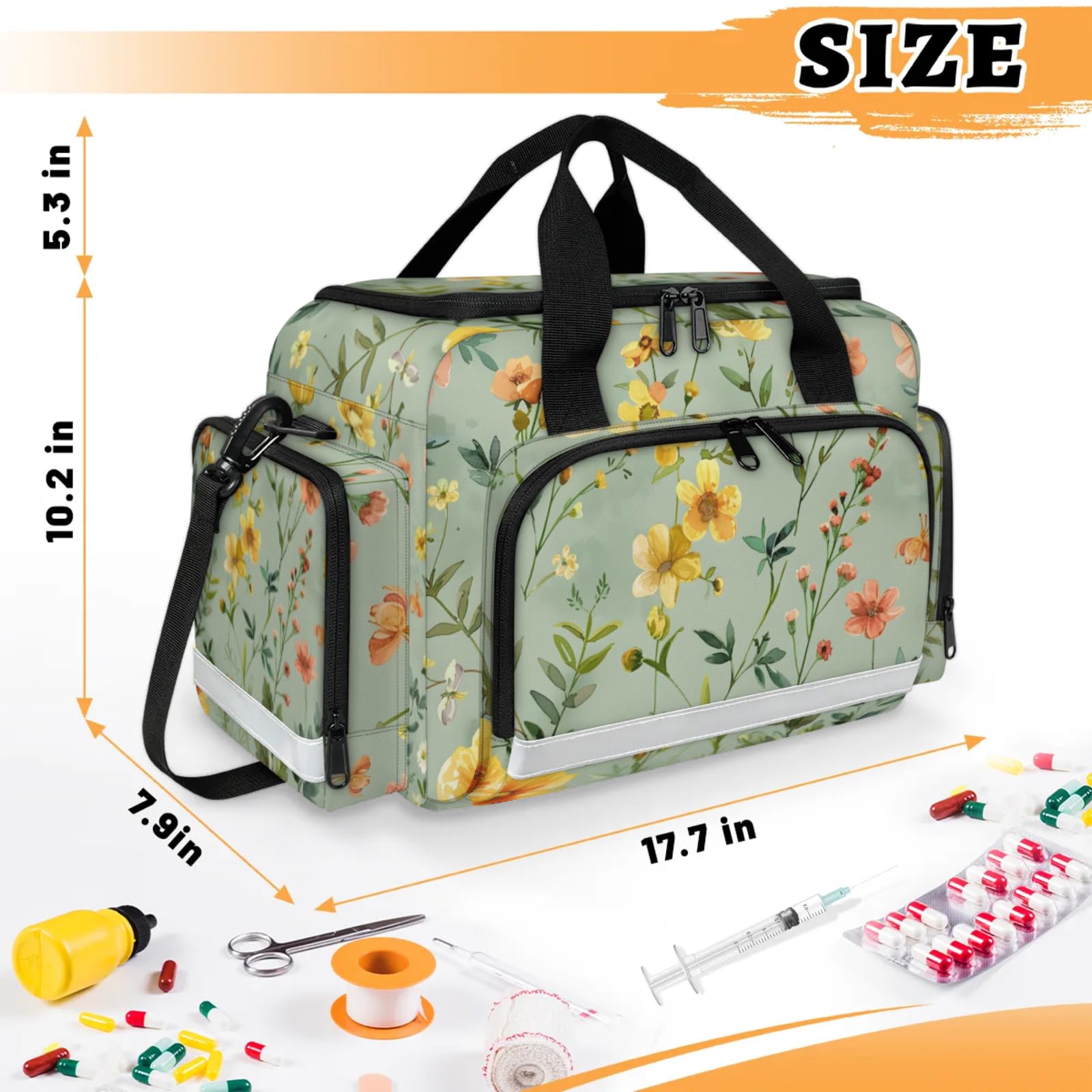 GzLeyigou First Aid Bags Empty, Magic Flower Emergency Bag First Aid Kit Multiple Compartment Kit Carrier On Call Trauma Bag For Paramedics Emergency Medical Supplies Kit