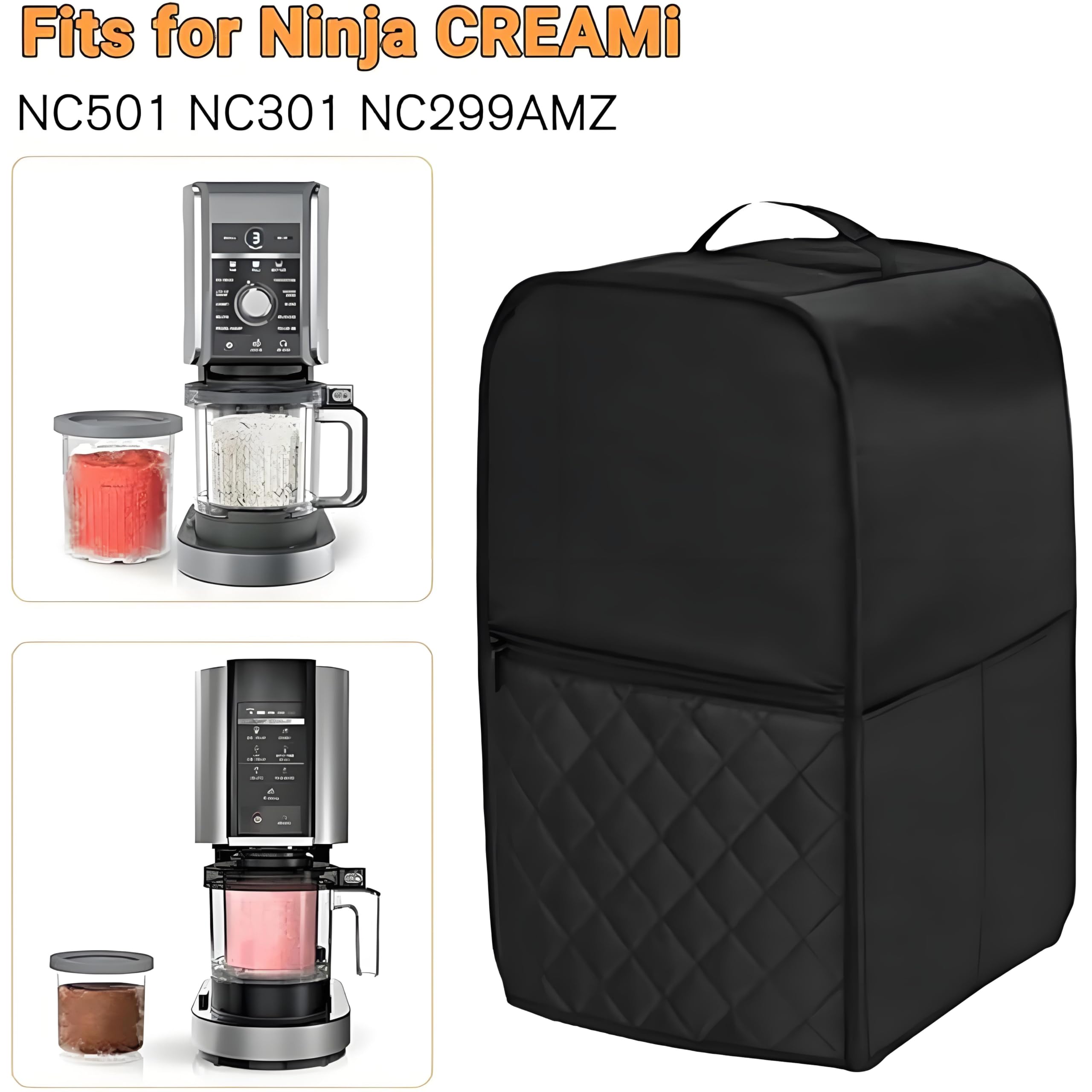 Begonia Couvercle de sorbetière pour Ninja Creami NC501EU, NC301EU, NC299EU, Ninja Anti-poussière, Ice Cream Maker, Accessoires de machine à crème glacée, capuchons étanches 43 x 28 x 27,5 cm