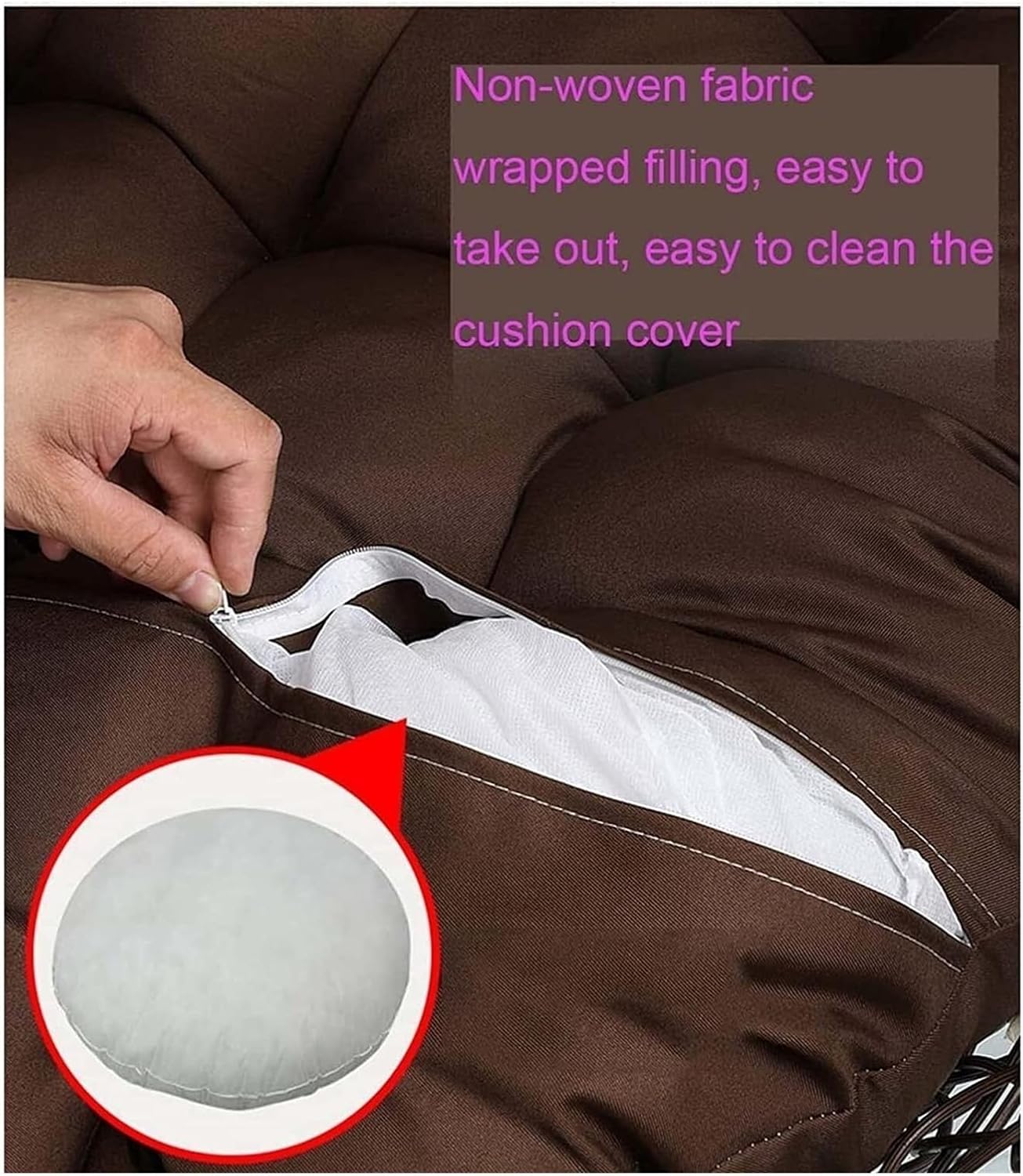 BAFAFA Garden Swing Cushion Replacement, Detachable Thicken Hanging Basket Chair Cushions Washable for Indoor and Outdoor Garden Offices(Cushion Only)