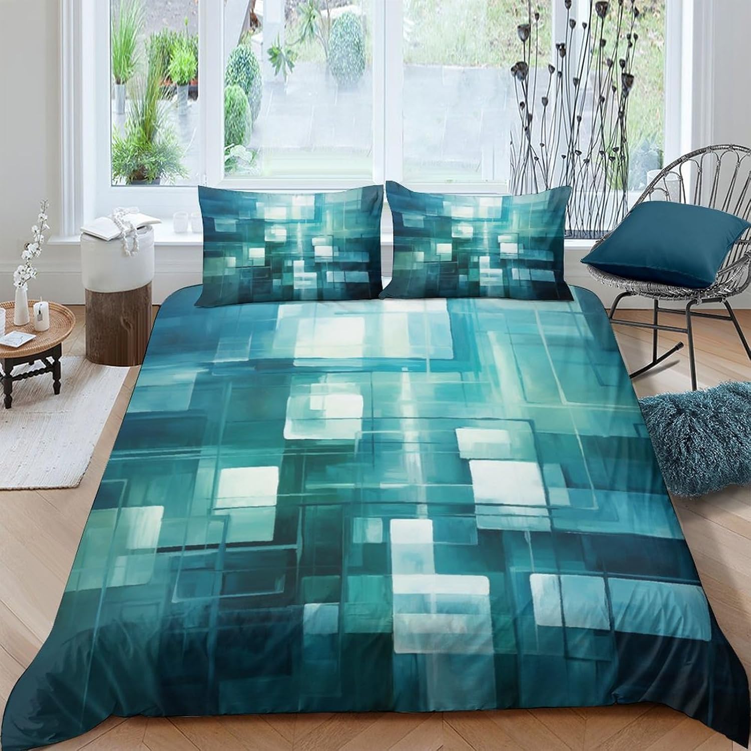 Housse de couette 260x240 cm texture abstraite en microfibre grand lit 2 personnes