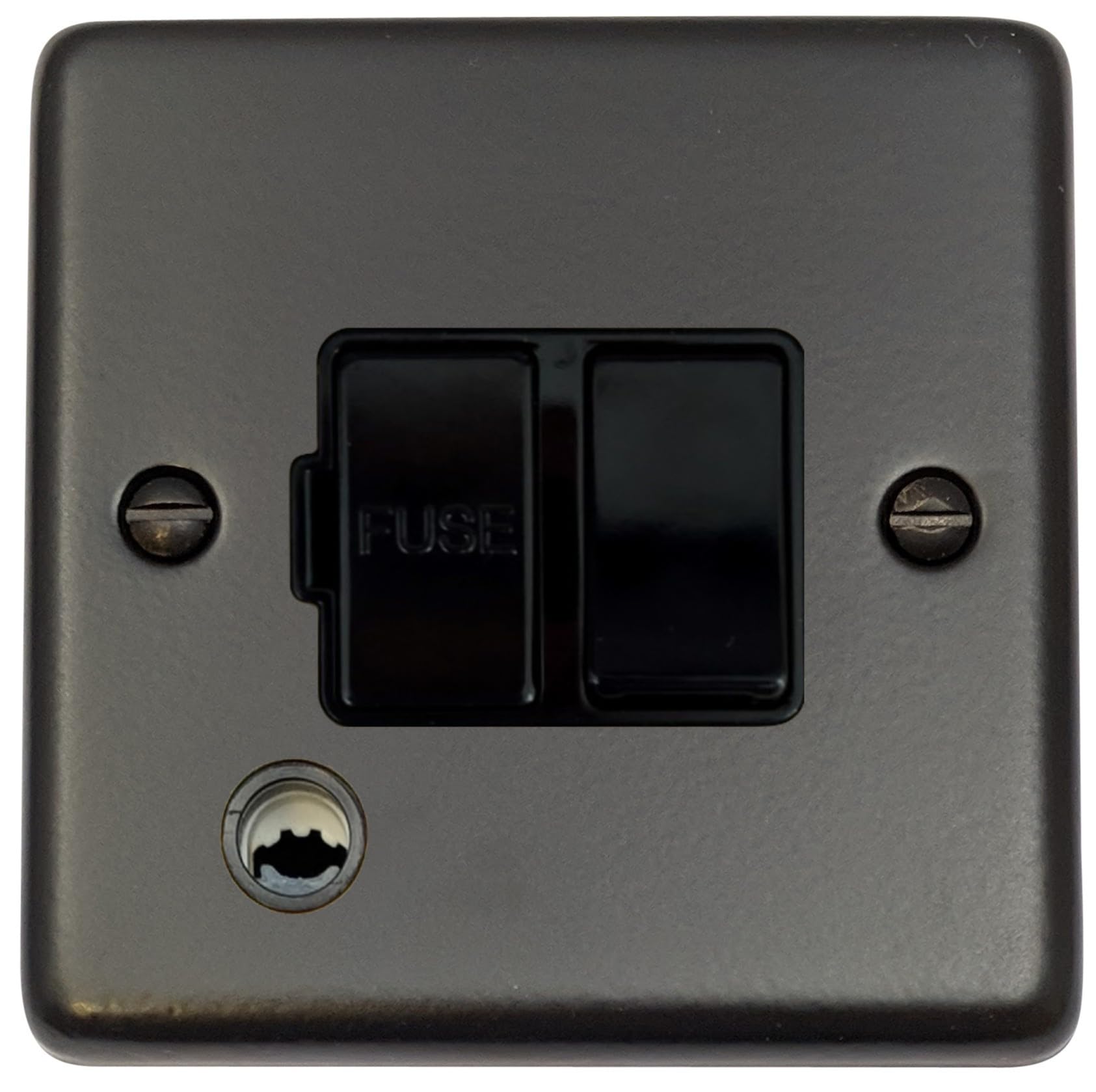 G&H Brassware Black G&H Cfb56b Standard Plate Matt 1 Gang Fused Spur 13A Switched & Flex Outlet
