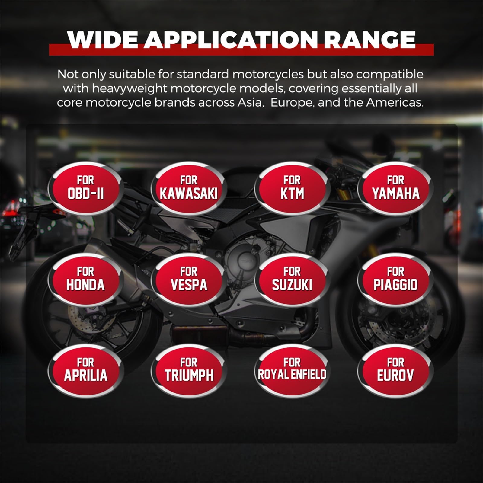 Outil de Mesure de Diagnostic de Moto M4 Lecteurs de Codes de système de Moto Outil d'analyse Compatible pour YAMAHA-2P/HONDA,KAWA-SAKI-1/2/3/4/5/6P,Génération IV-6P/KYMCO/SYM,OBDII