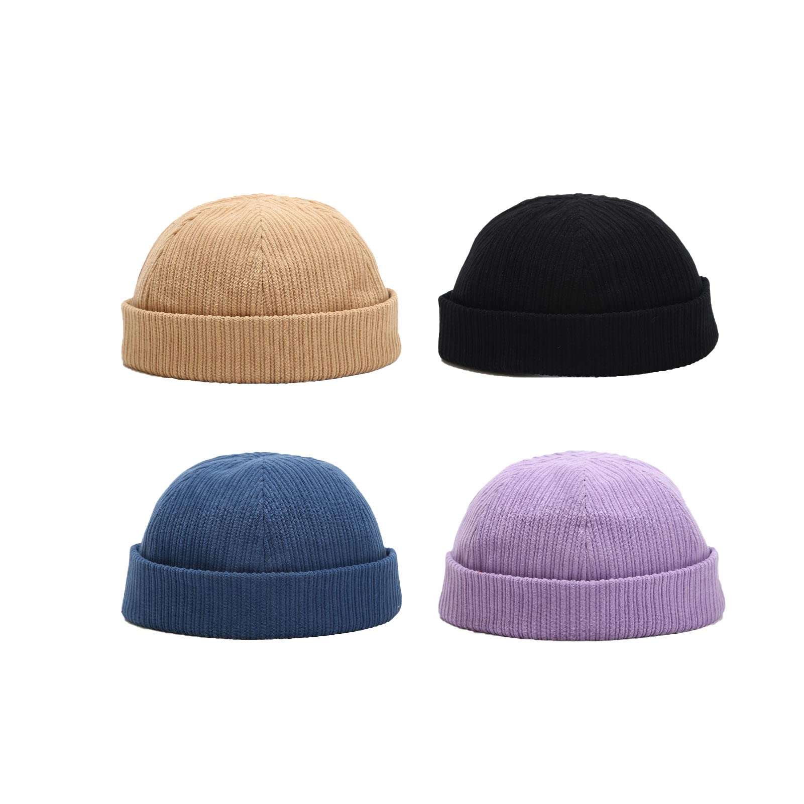 Faringoto Sombrero de pana de color sólido con diseño de cubo para hombre y mujer, gorra de manga enrollada, sombrero retro