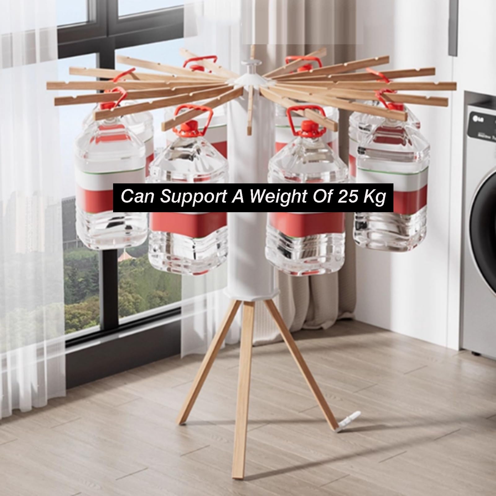 Wäscheständer, faltbares Outdoor-Stativ, Zylinder-Design mit 16 erweiterbaren Stangen für effizientes Trocknen