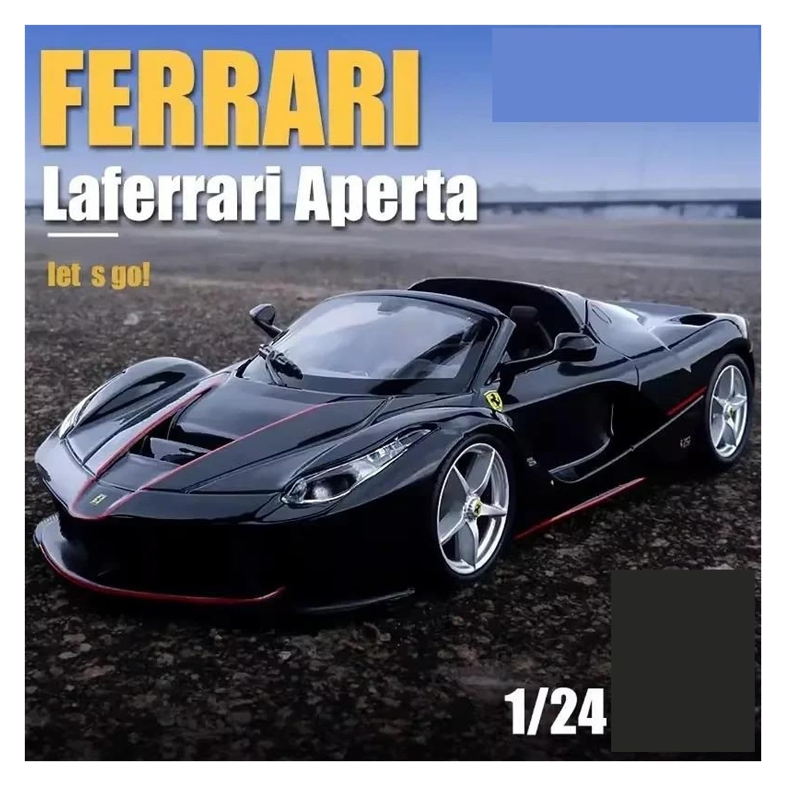 Metallo Scala Replica 1 24 Per Ferrari Laferrari Aperta Convertibile Sportiva Lega Veicolo Diecast Modello Auto Nero Rosso(Style 2)