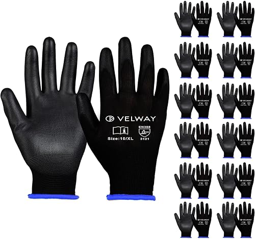 Gant enduit PU certifié EN 388, lot de 12 paires Velway