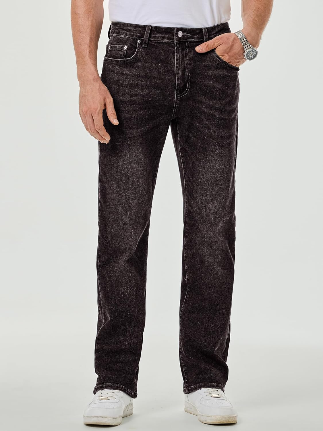 JMIERR Mens Jeans Regular Straight Fit Casual Stretch Denim Pants - Image 3
