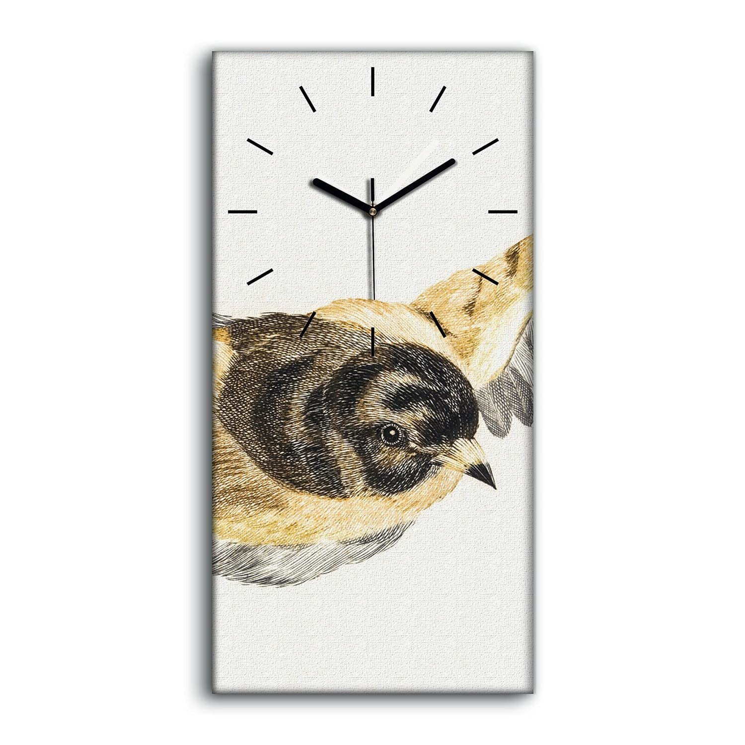 Horloge sur toile 30x60cm image art moderne oiseau et décoration murale salon