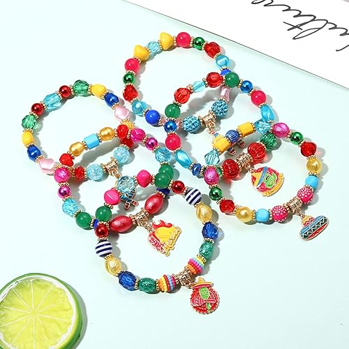 Miniatura 3 de Pulseras del Cinco de Mayo para mujeres y niñas, pulsera de cuentas para fiesta mexicana, sombrero de piñata, pulseras de maraca adorables,