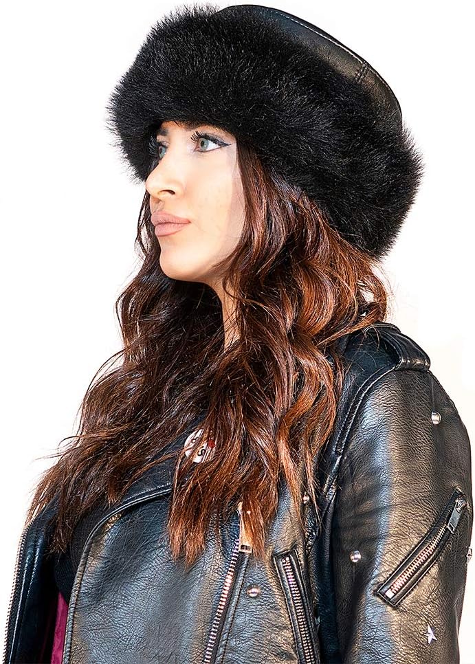 Mumcu's Leather Women's Bucket Hat Shearling Sheepskin Fur Lined Winter Beanie Skull Cap - Image 4