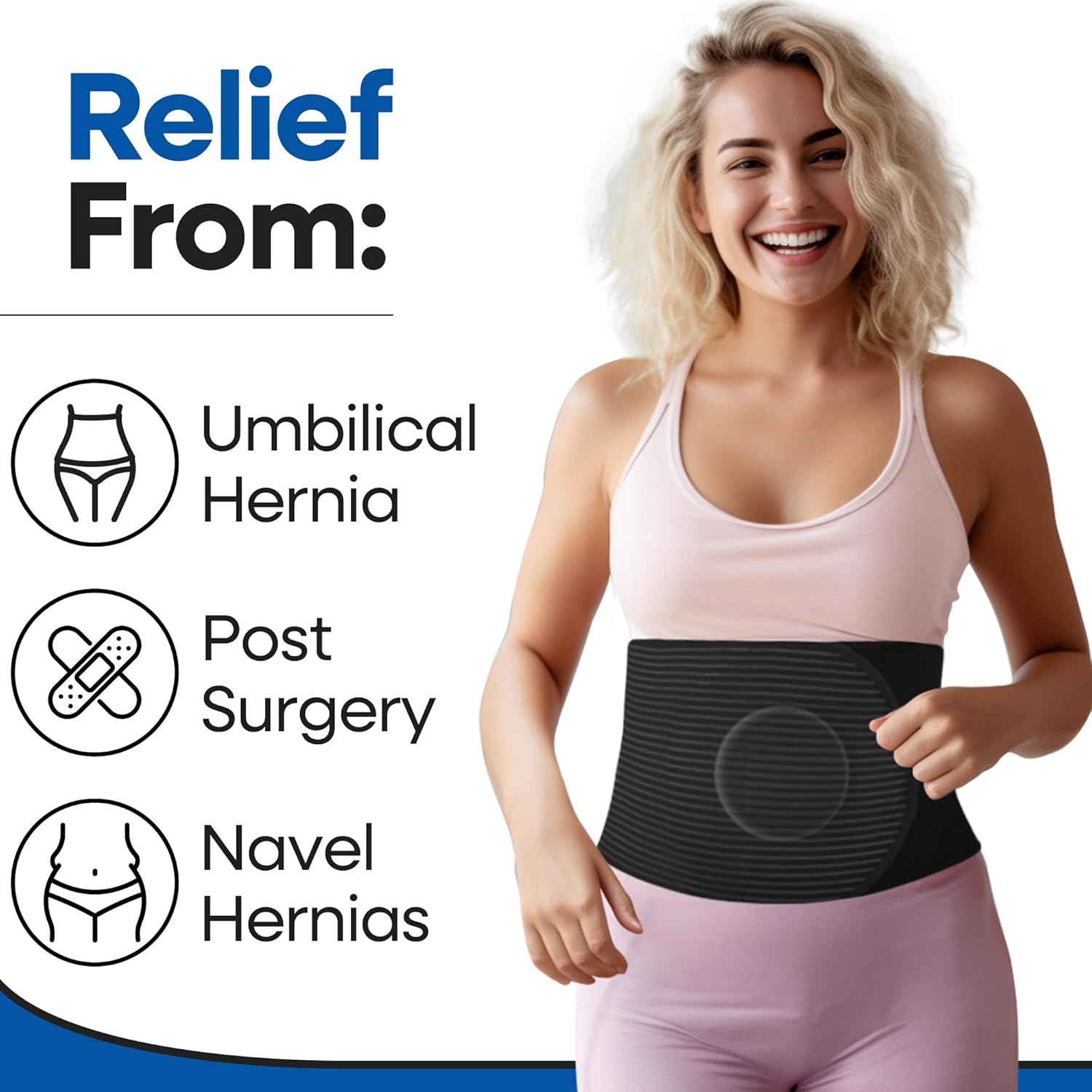 Hernia Belt for Men or Women | C Section Belly Binder & Abdominal Binder | Post Surgery & Pregnancy Tummy Tuck | Hysterectomy, Umbilical Hernia Belt Men & Women | Postpartum Belly Band Wrap (L/XL) 30" - 50"