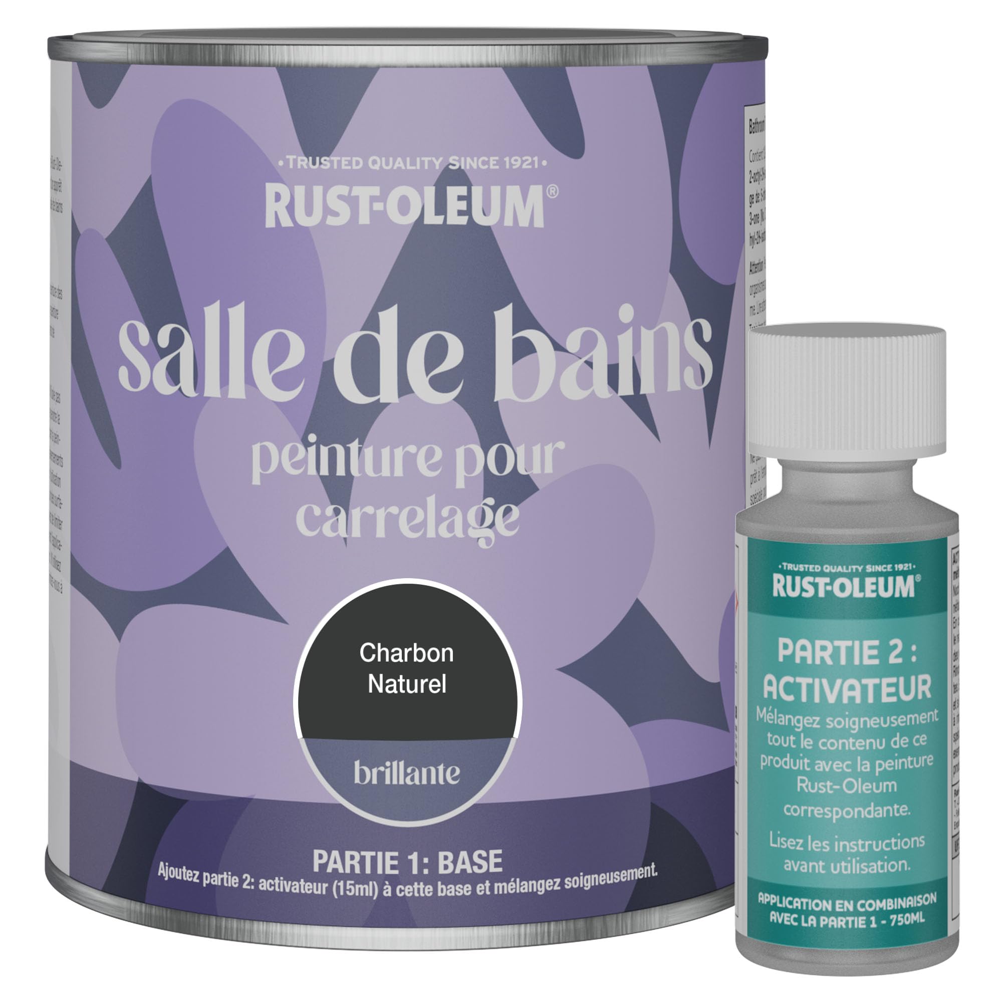 Rust-Oleum Peinture Noire Résistante à l'eau pour Carrelage de Salle de Bain, Finition Brillante - Charbon Naturel 750ml