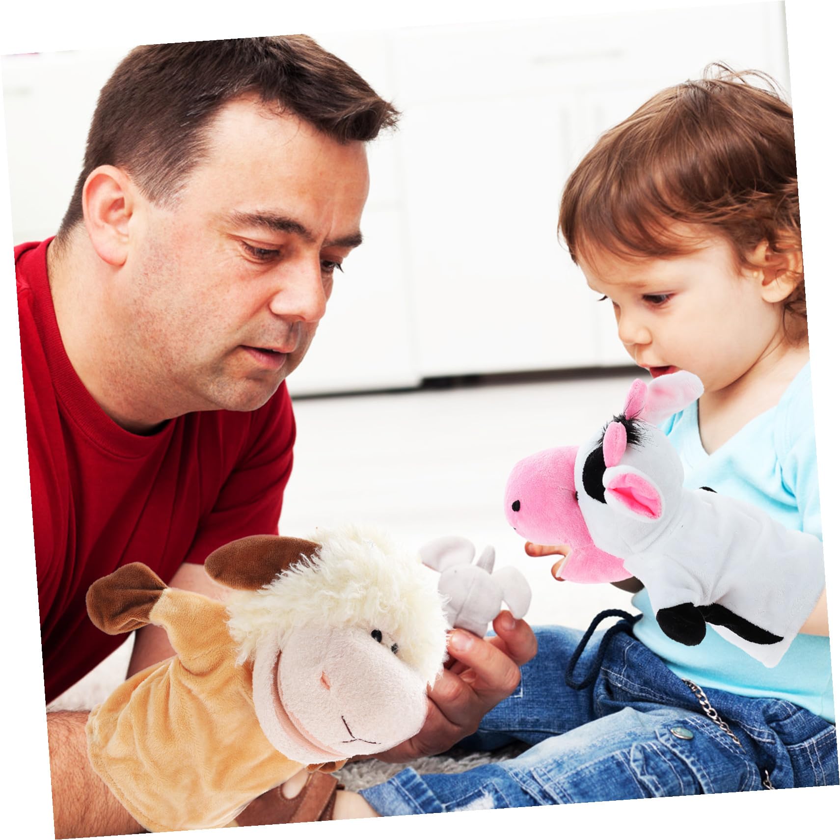 Mipcase 5 Títeres de Mano para Niño y Mamá, Peluche Corto y Algodón PP, Juego de 5 Piezas para Contar Historias y Roles Imaginativos