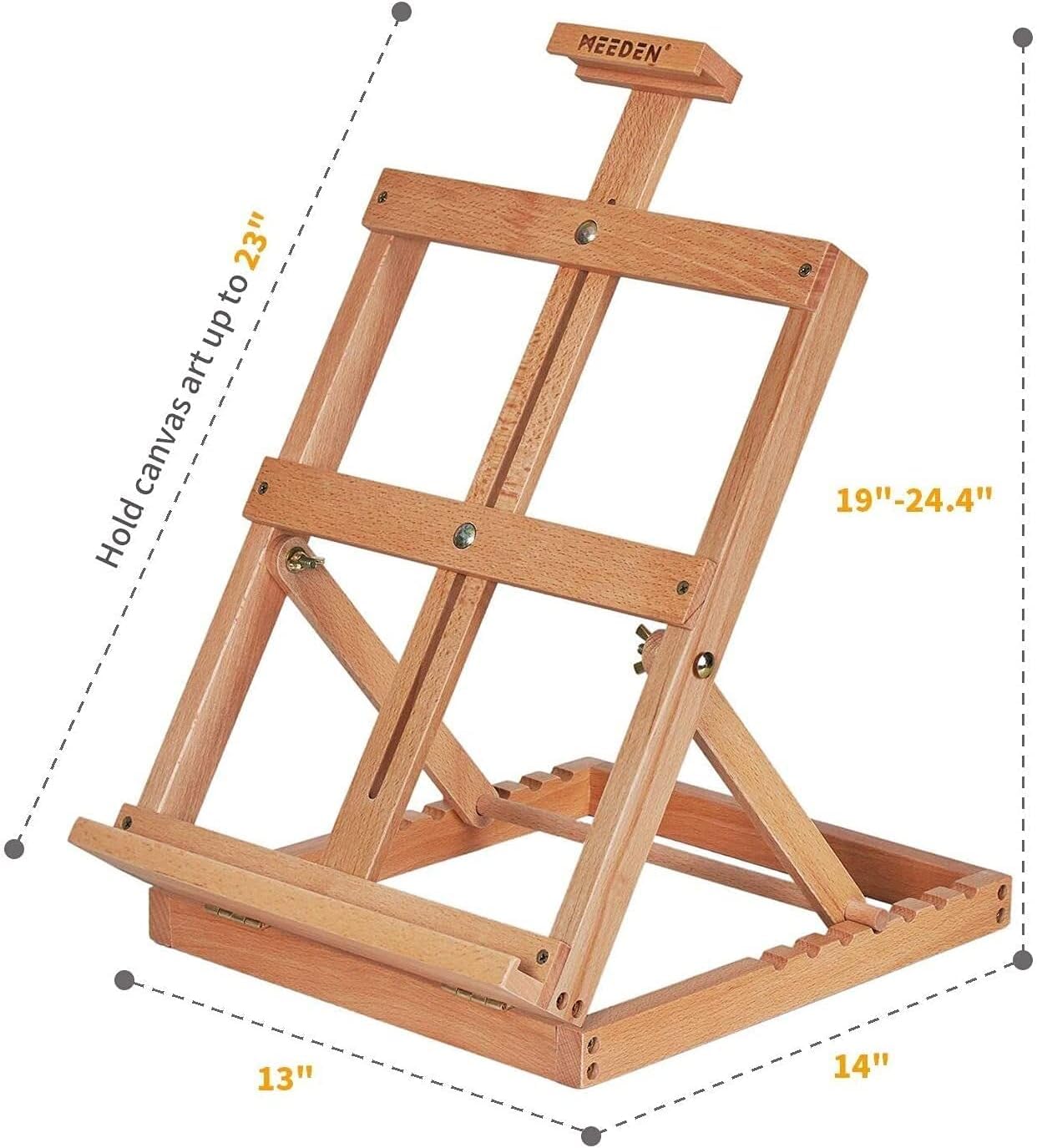 Caballete de madera resistente con marco en H de madera de haya maciza, ajustable, para artistas, principiantes y adolescentes, soporta lienzos de hasta alta durabilidad