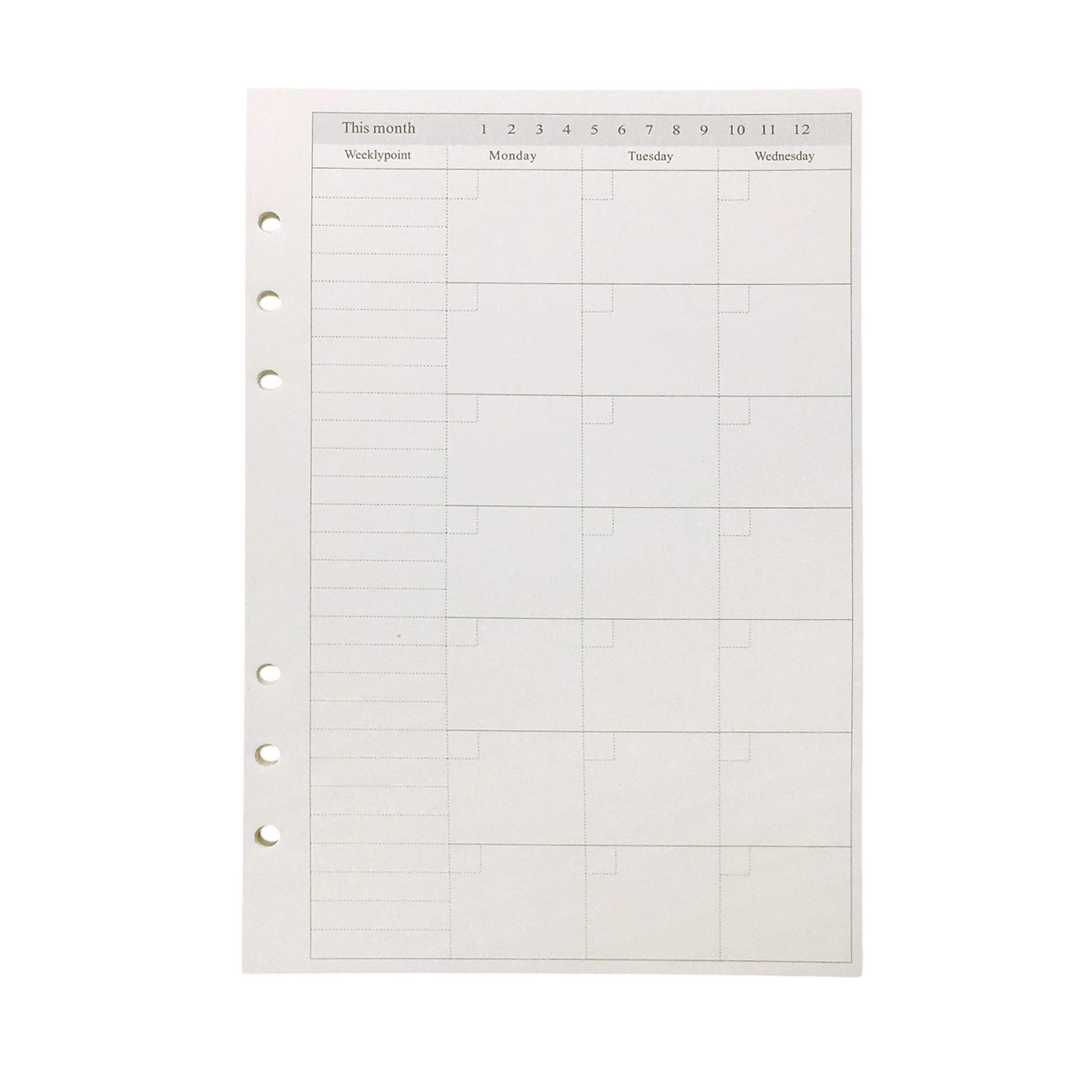 A5 Monthly Plan Refill Paper BW