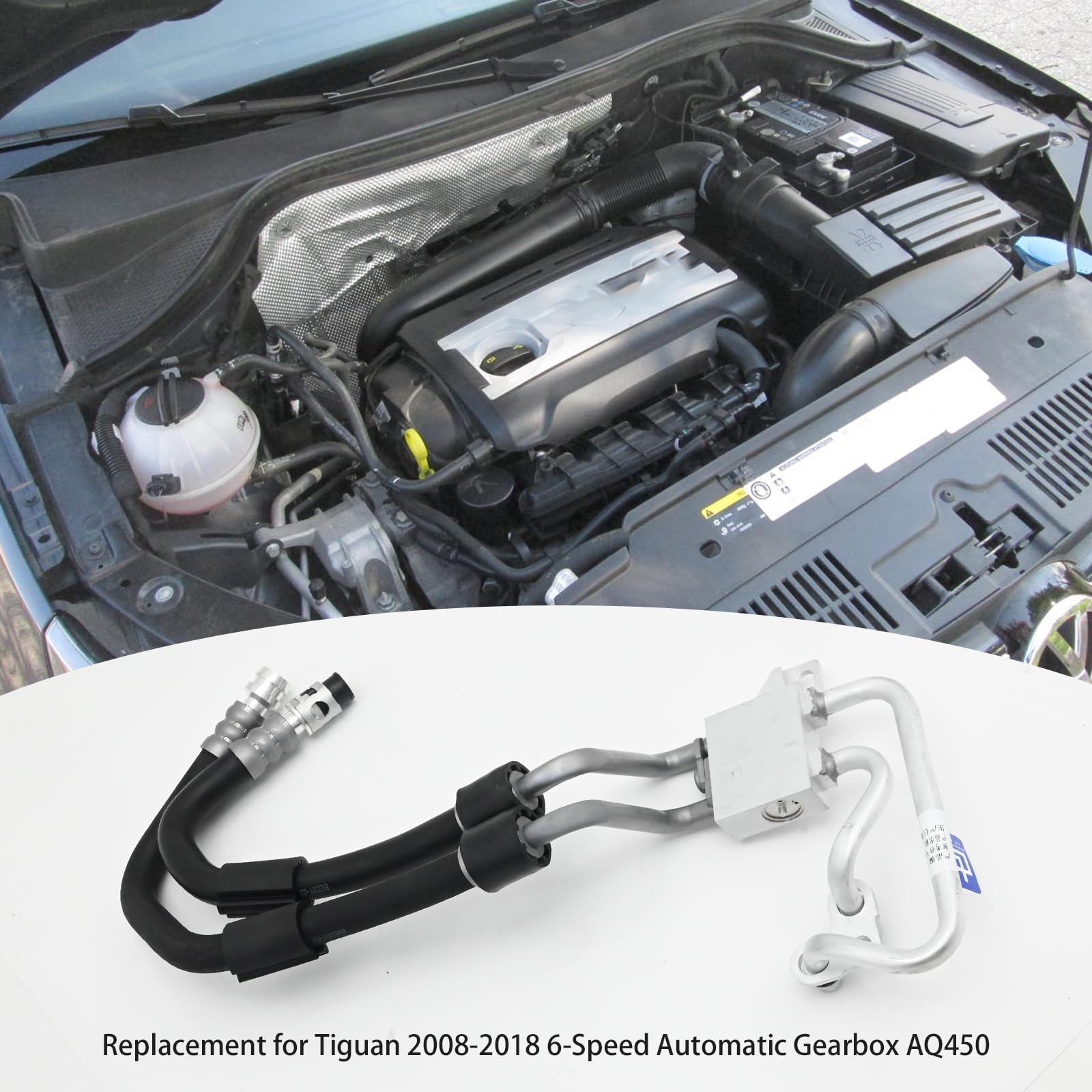 Saihisday 5N0317027B - Conjunto de válvula de temperatura de línea de enfriador de aceite de transmisión para Tiguan 2008-2018 caja de cambios automática de 6 velocidades AQ450 sustituye a 5N0317825